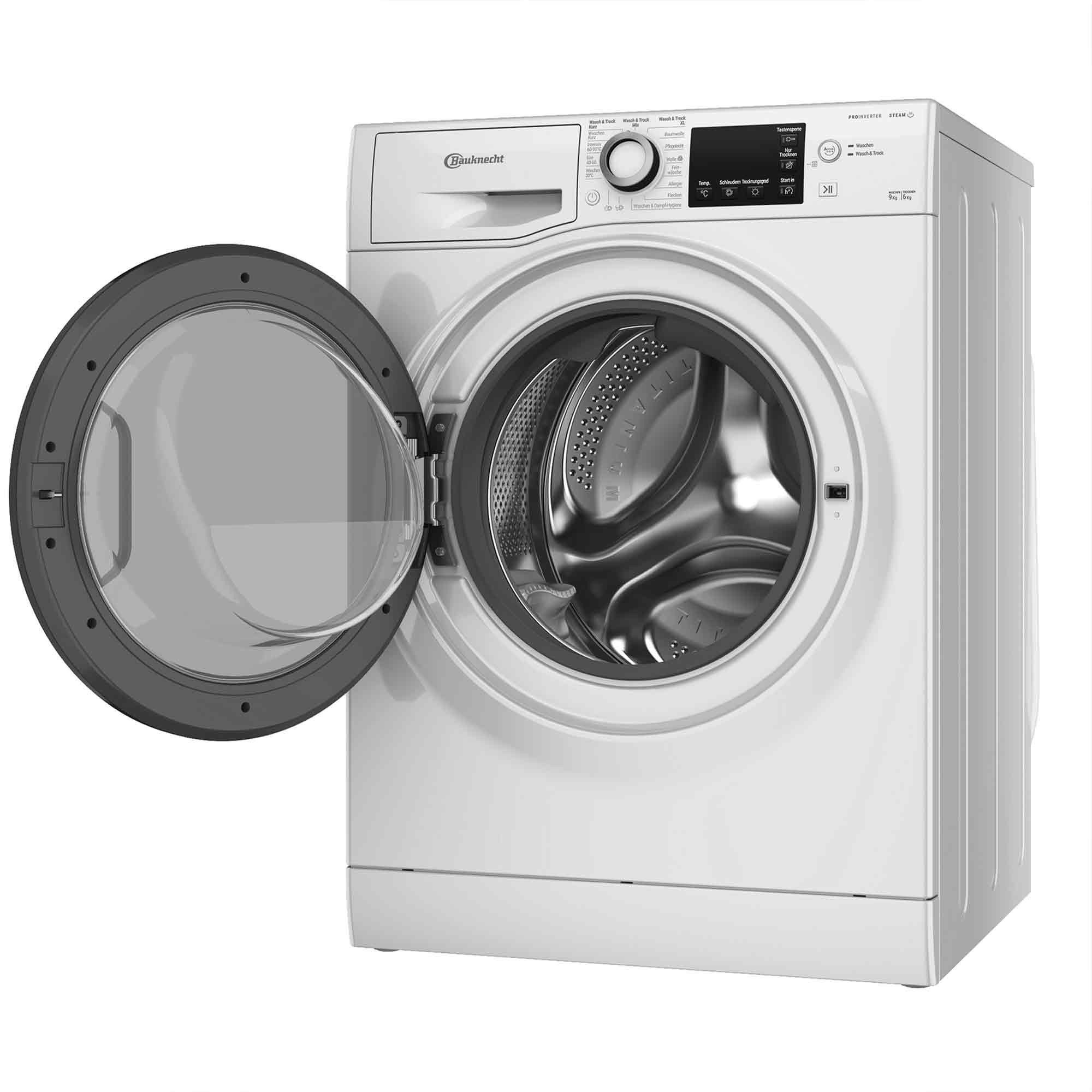 BAUKNECHT Waschtrockner WD 96RC DA, 9 kg, 6 kg, 1400 U/min, Automatischer Schutz vor Wasserschäden – Mehrfachwasserschutz+
