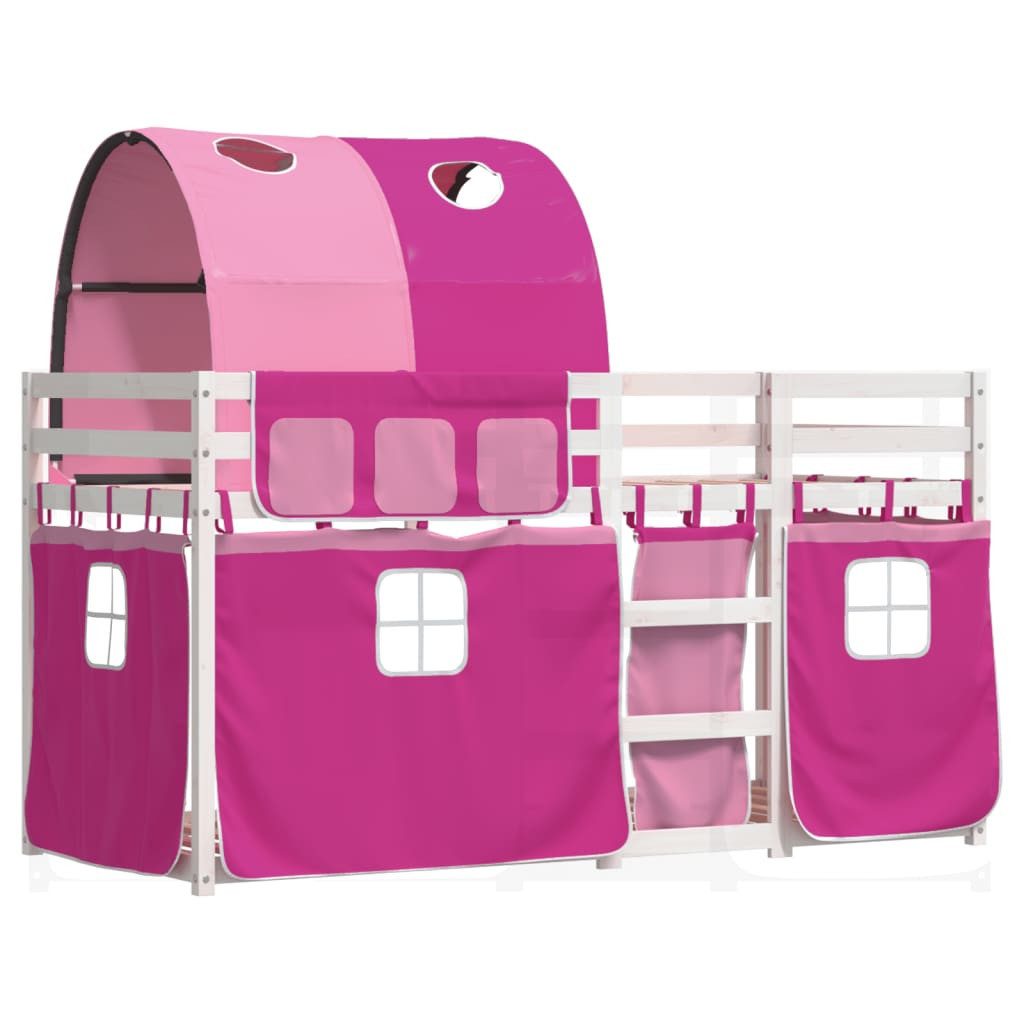 vidaXL Bett Etagenbett mit Vorhängen Rosa günstig online kaufen