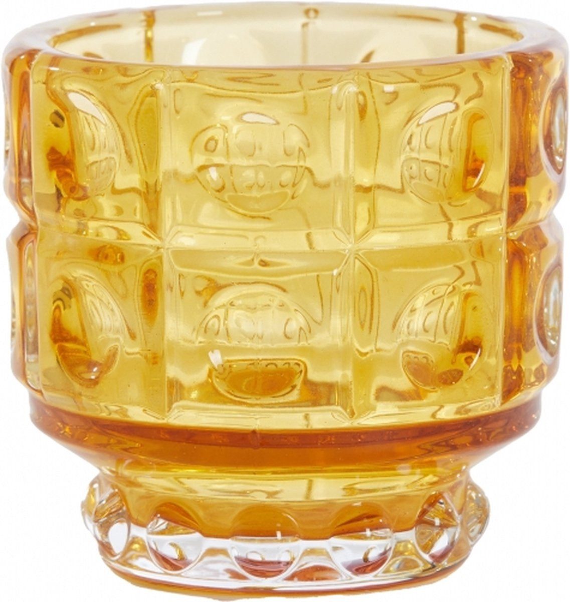 Light & Living Windlicht Teelichthalter aus Glas Bobbi Ocker Retro Prägung Vintage Style °9cm