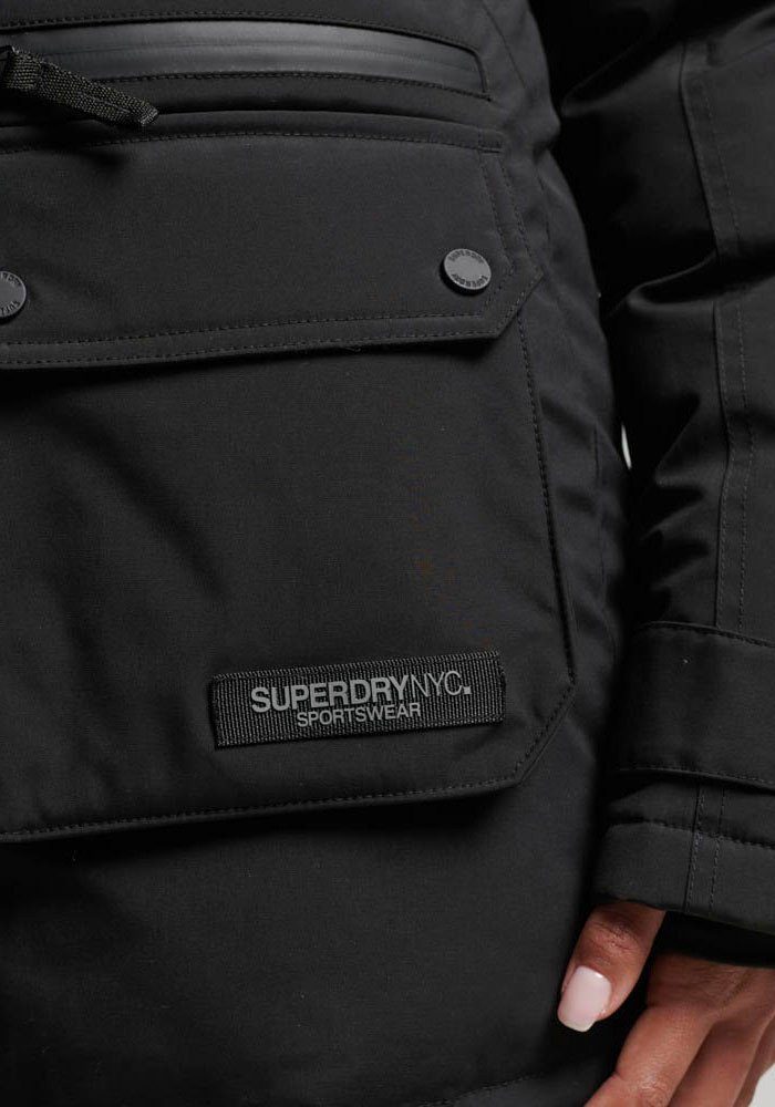 Black mit PADDED vielen Steppjacke Superdry JACKET CITY PARKA Details
