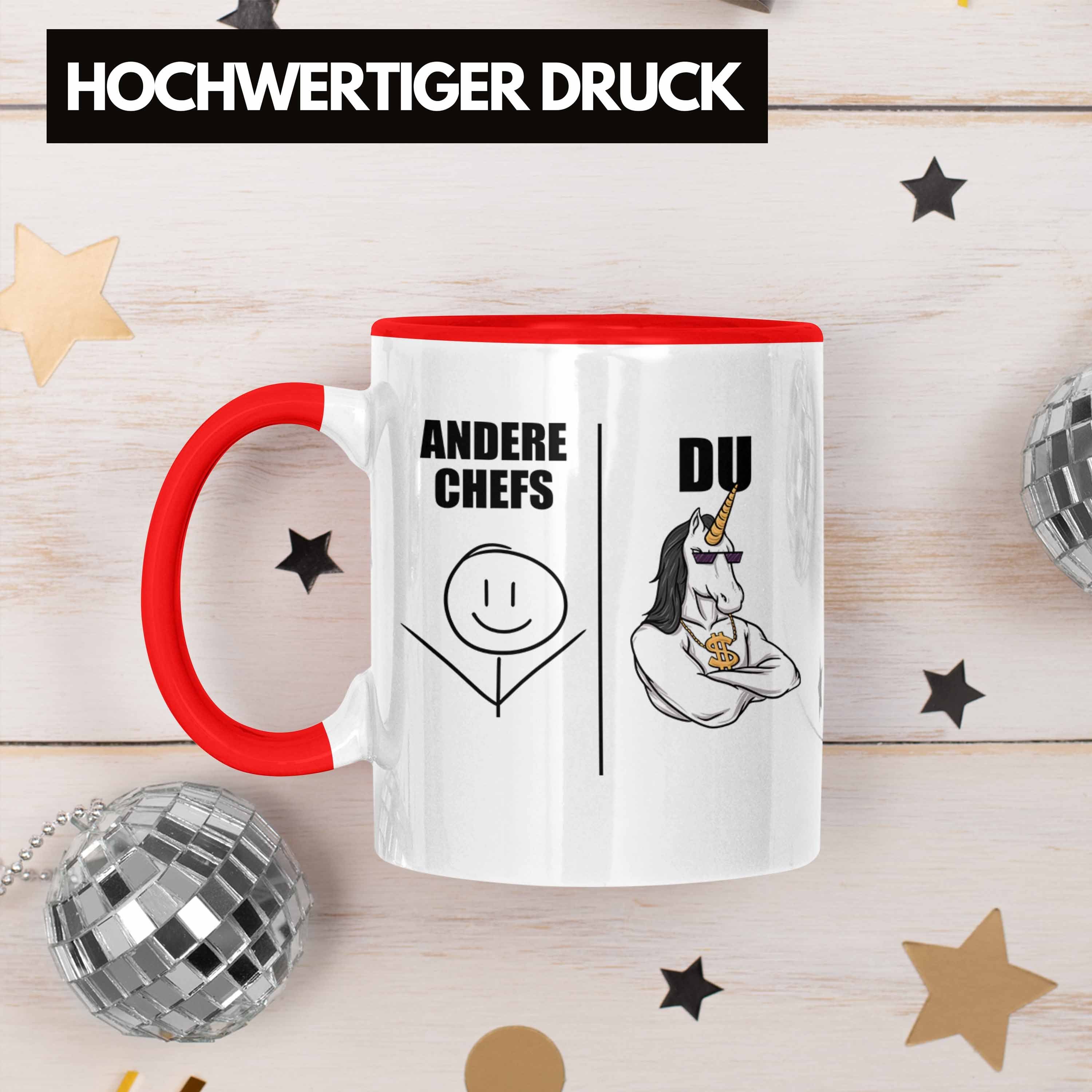 - Trendation Trendation für Tasse Spruch Lustig Chef Rot mit Geschenke Kaffeebecher Bester Weihnachtsgeschenk Tasse Chef