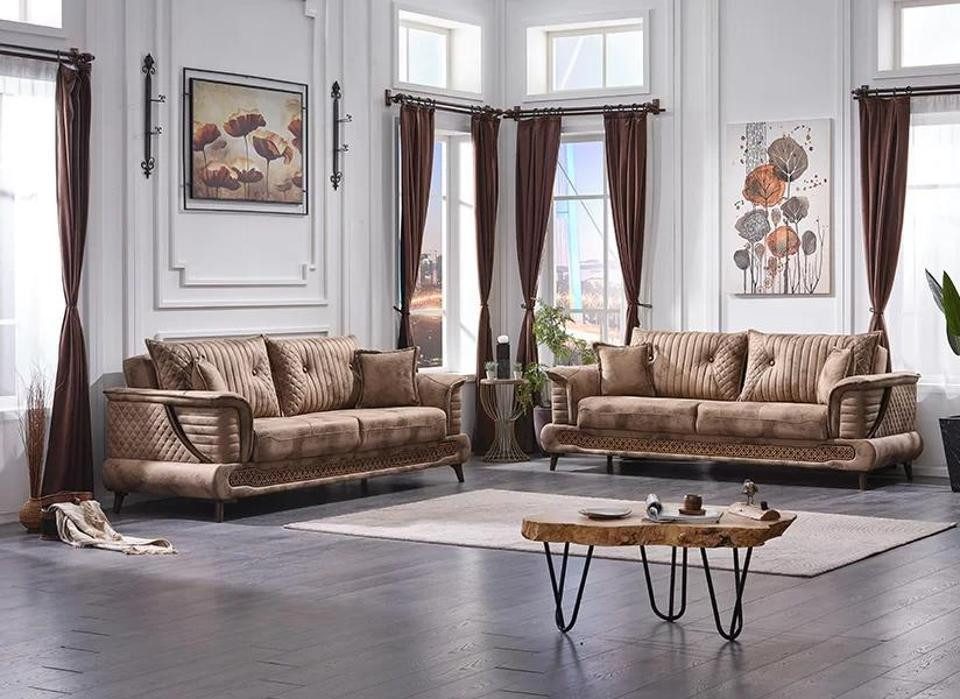 Polstergarnitur Sofagarnitur 3+3 Sitzer Set Luxus Design Sofa Polster Couchen