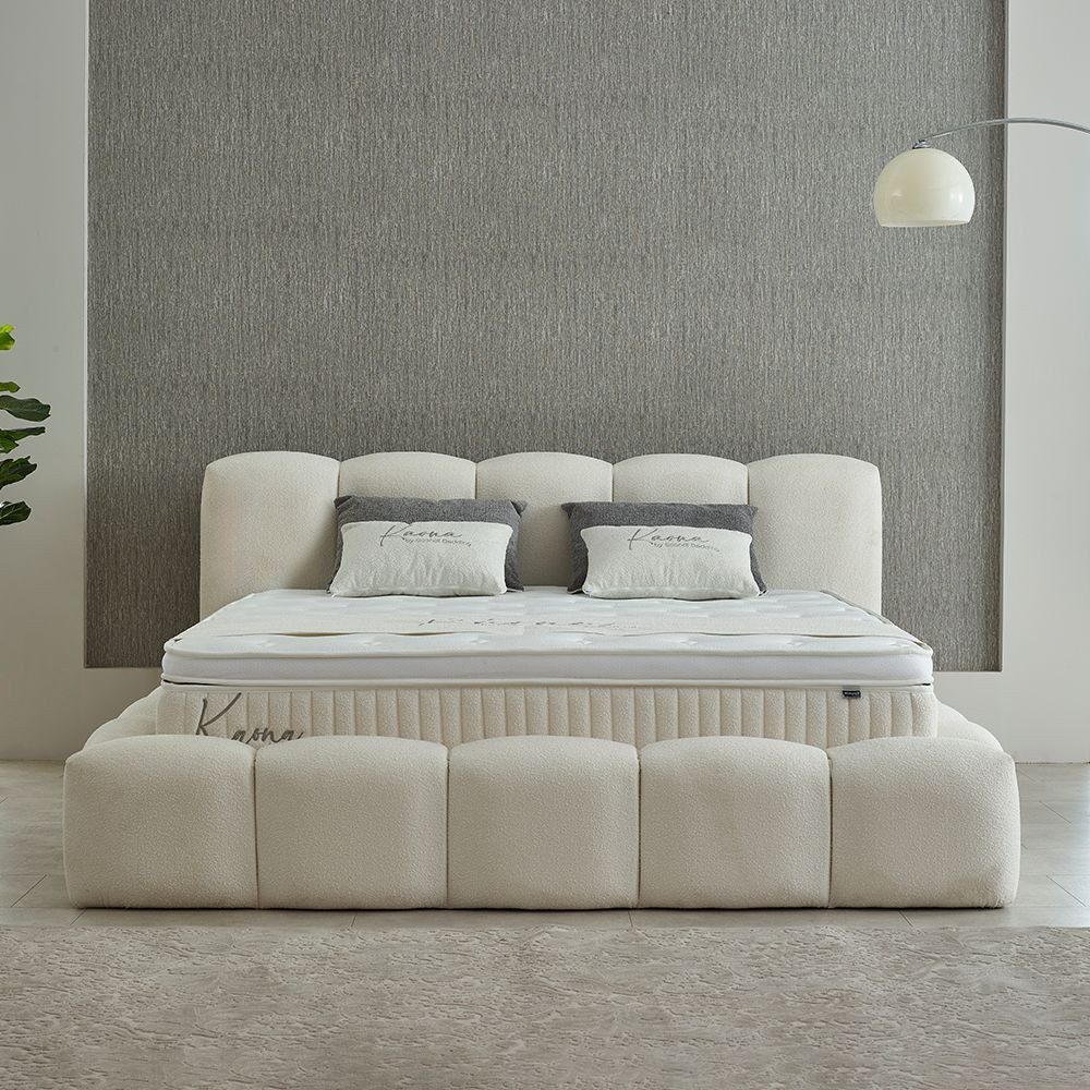 abc bedding Boxspringbett Komfortbett KAONA im stilvollen beige bouclé Stof günstig online kaufen