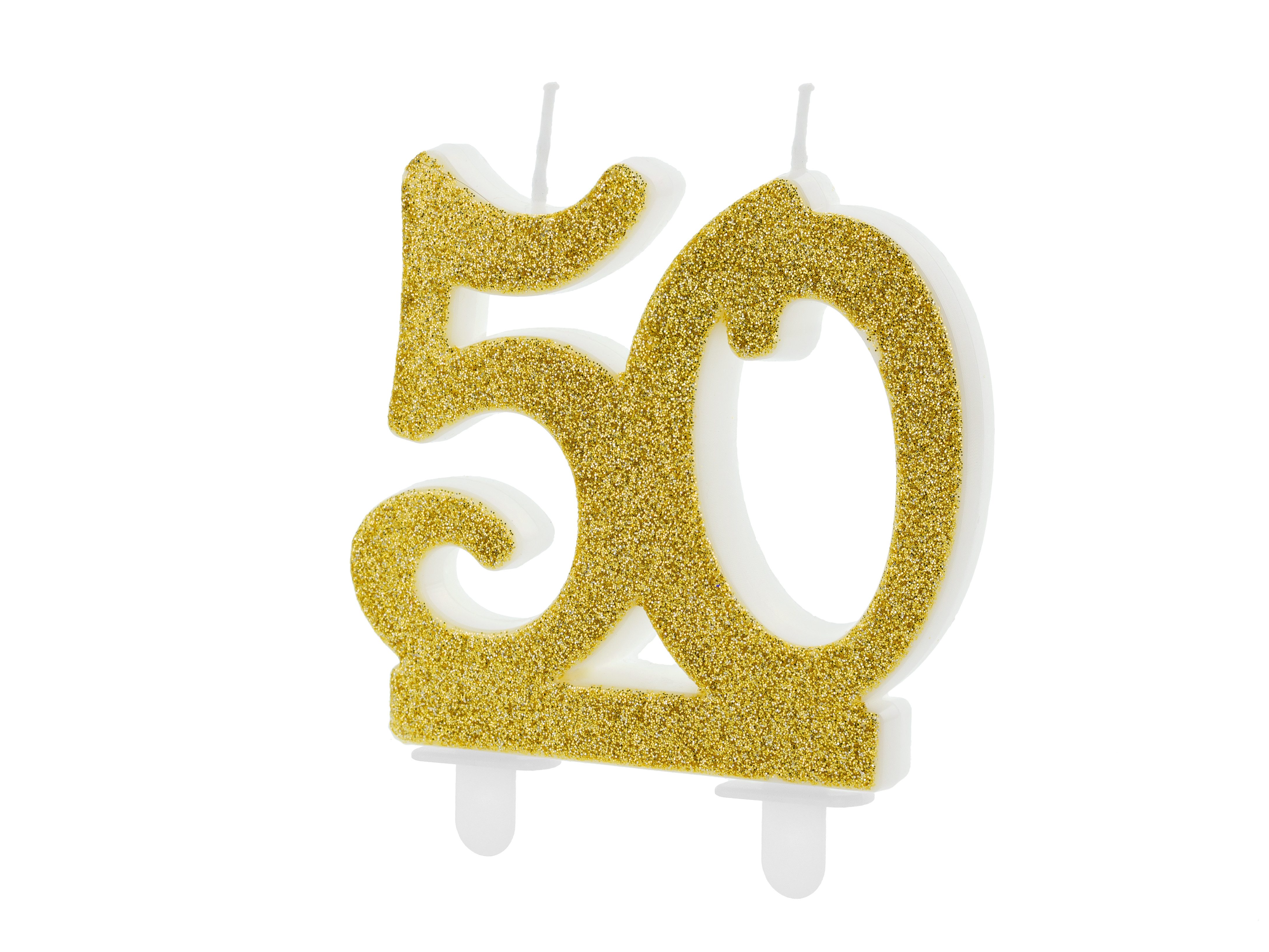 partydeco Geburtstagskerze Geburtstagskerze Glitter Gold - 10 cm, Ziffer ''5