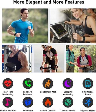 Fitpolo mit Musiksteuer Schlafmonitor Uhren für Damen Herren Kinder Smartwatch (1,3 Zoll, Android iOS), mit herzfrequenz,IP68 Wasserdicht Fitness Voller Touchscreen