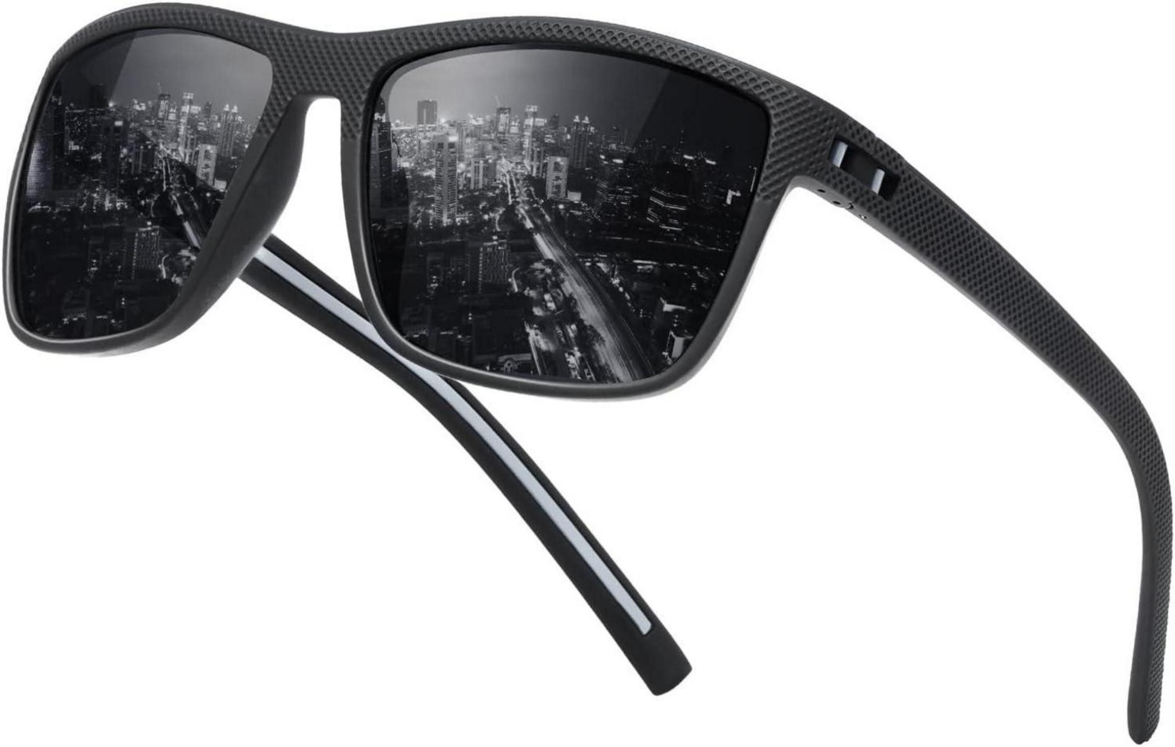 Sonnenbrille Polarisierte Sonnenbrille Herren Damen Retro Vintage UV400 Schwarz