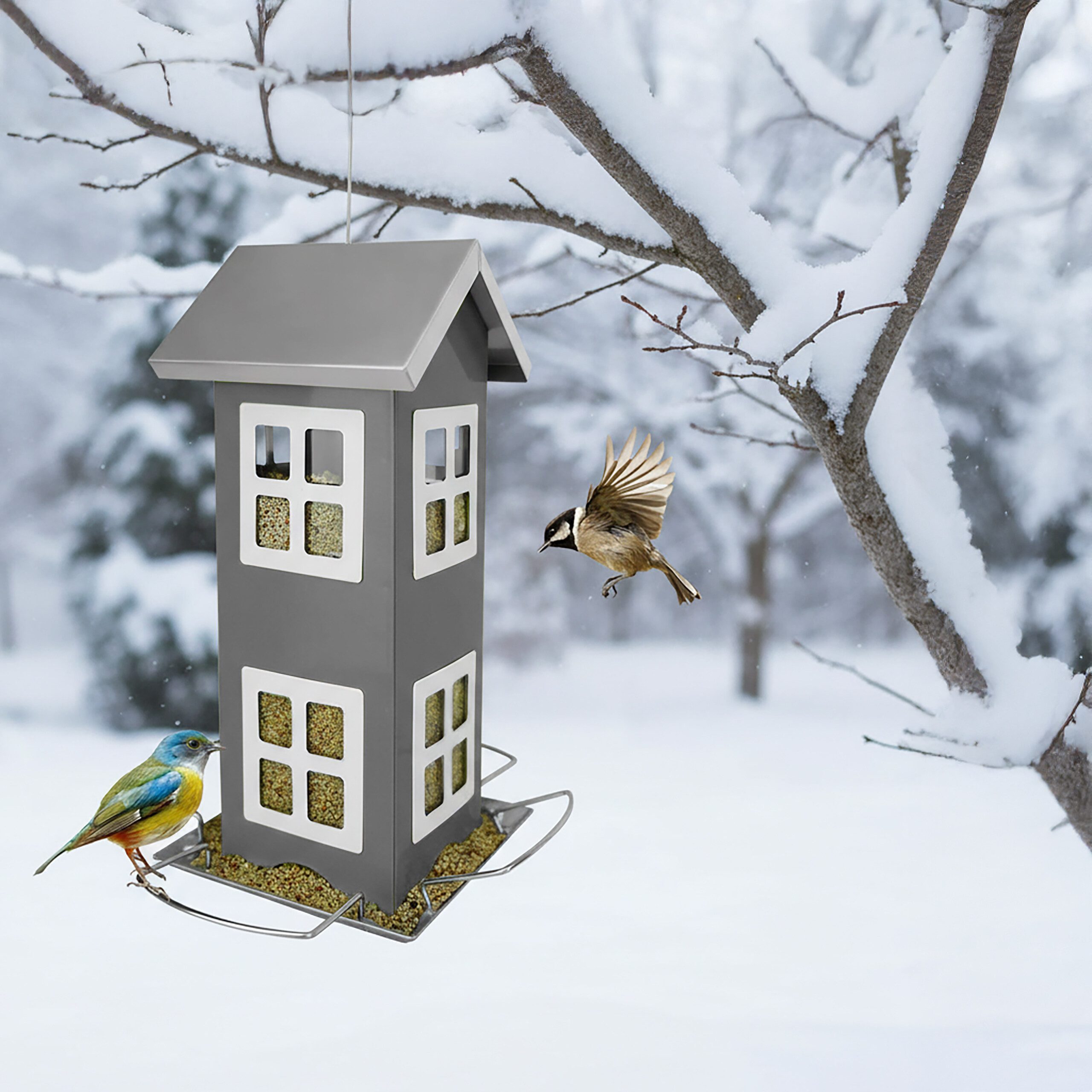 relaxdays Vogelhaus zum Aufhänge, grau