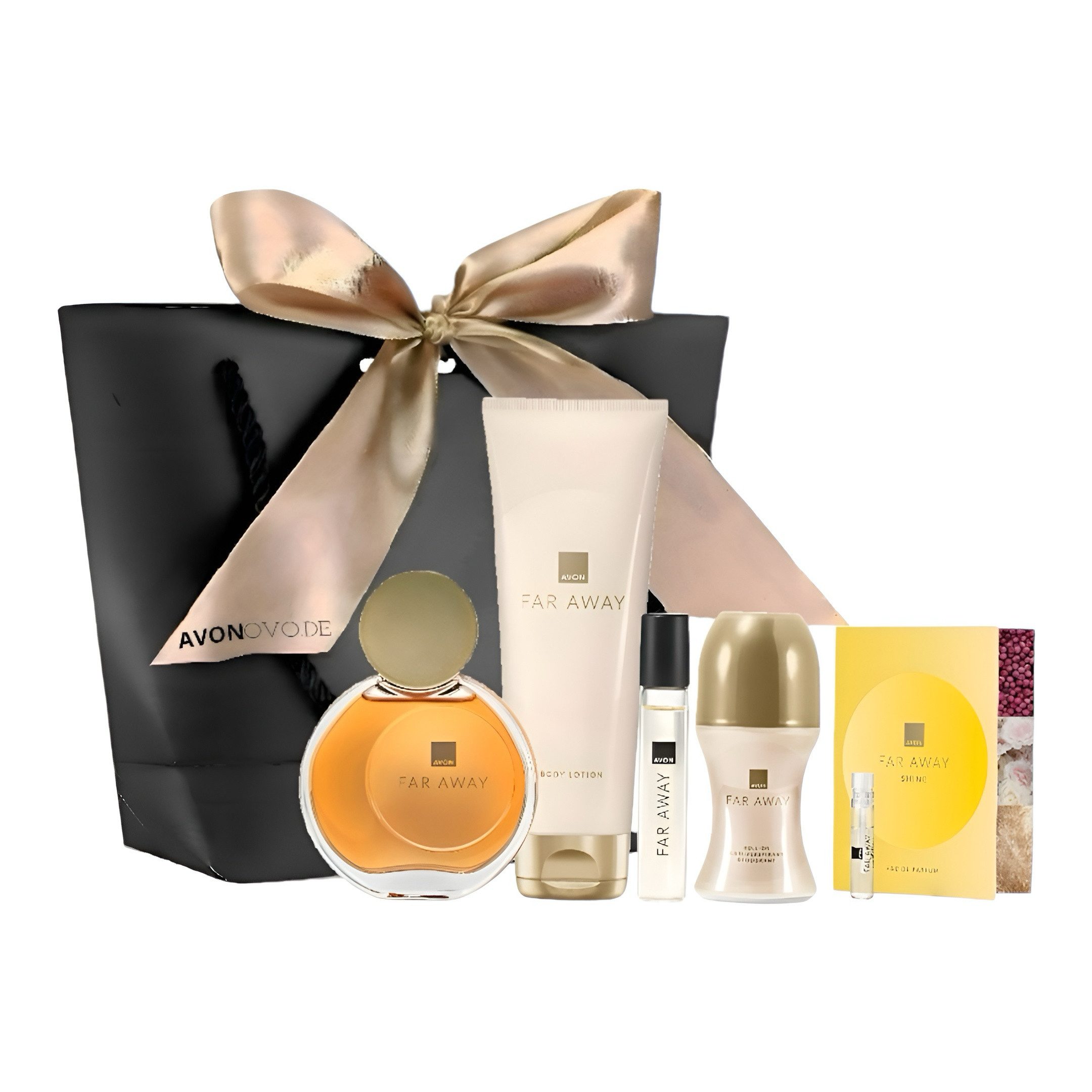 Eau de Parfum Far Away 50ml, Taschenspray 10ml, Körperlotion, Neue Design Set
