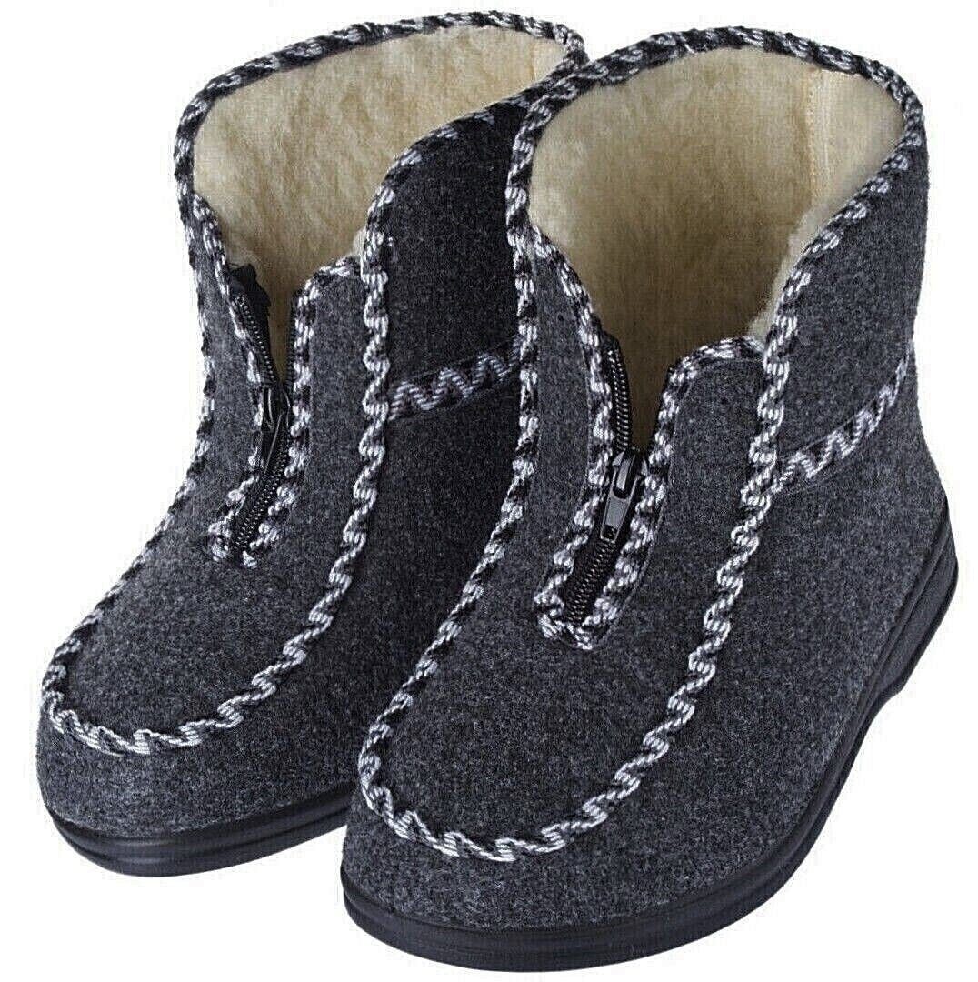 zelbut Winter Hausschuhe Filz Hüttenschuhe Schafwolle Gefüttert Pantoffeln Hausschuh Hausstiefel