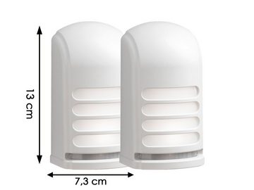 KONSTSMIDE LED Außen-Wandleuchte, LED fest integriert, Neutralweiß, 2er Set, Hauswand Treppenbeleuchtung mit Bewegungsmelder, Weiß H: 13cm