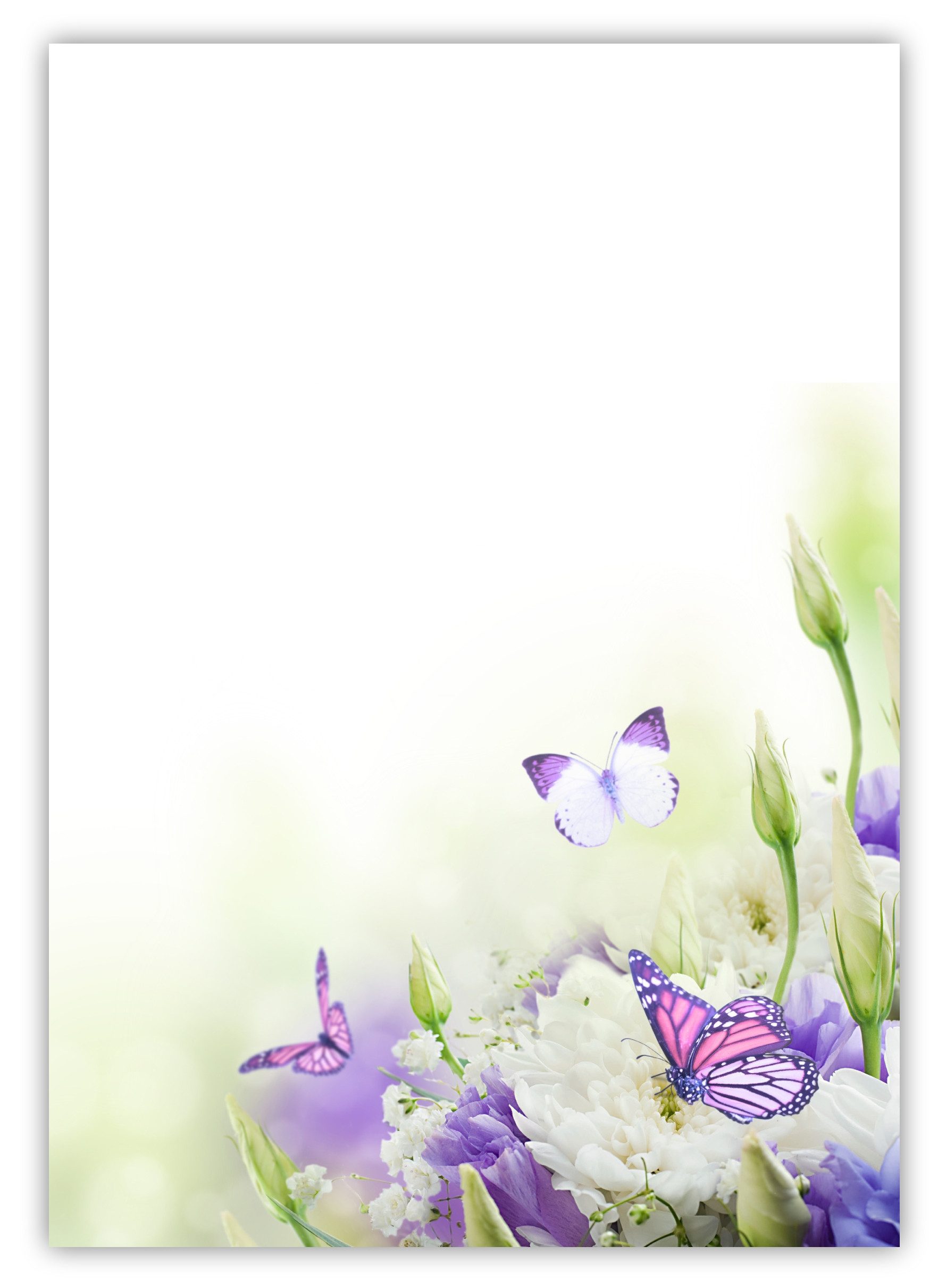 Briefpapier Motivpapier Schmetterlinge und Blumen DIN A4, gut beschreibbar
