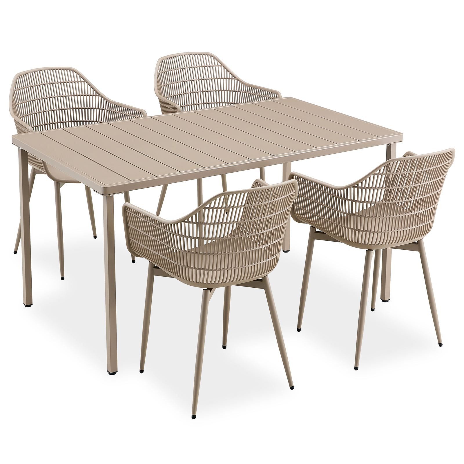 IDIMEX Garten-Essgruppe MARGHERITA, Gartenmöbelset für 4 Personen, wetterfester Materialmix Champagner