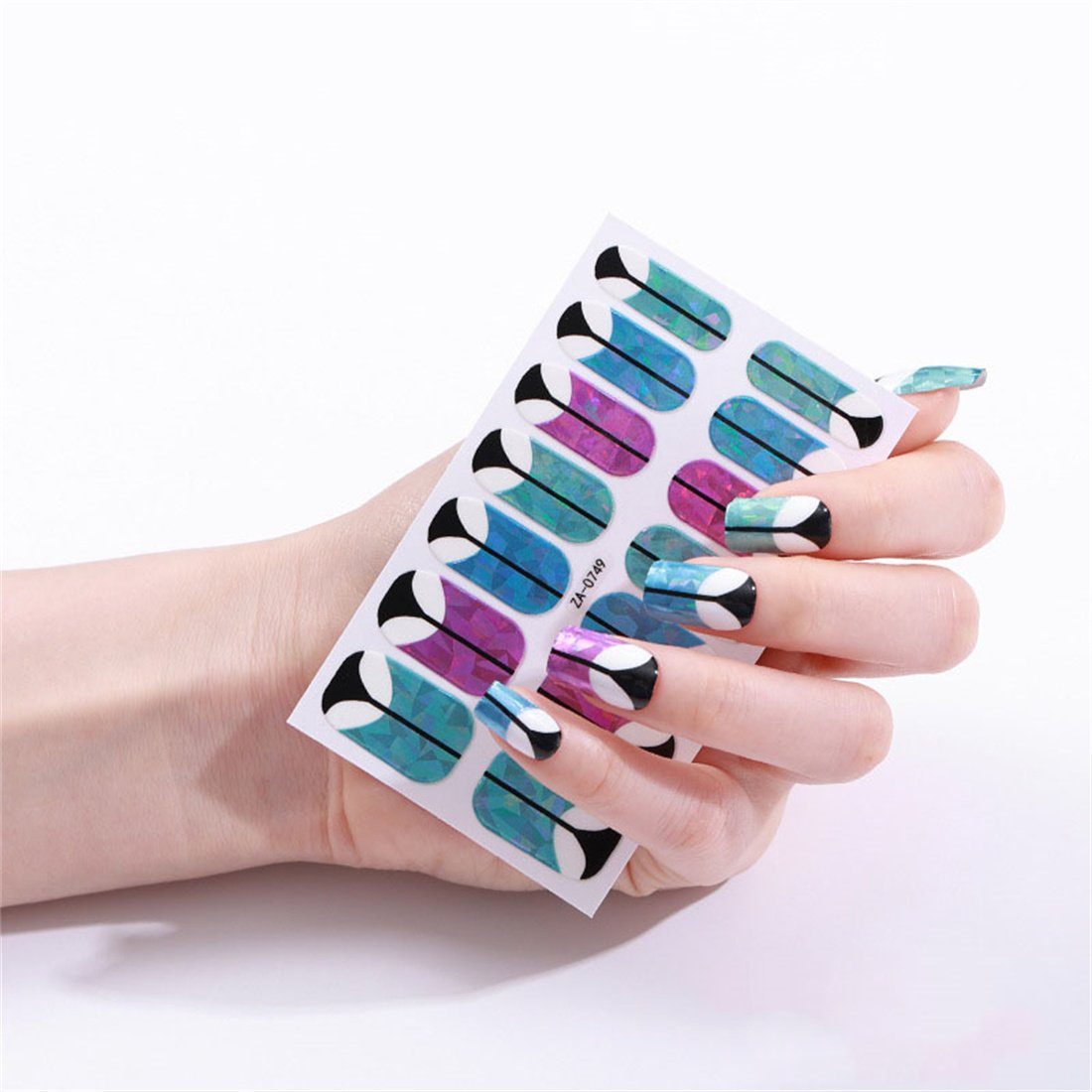 Set, 10-teiliges Nageldesign 3D Zubehör gestreifte Zubehör Nagelsticker Nailart Set KSYLH