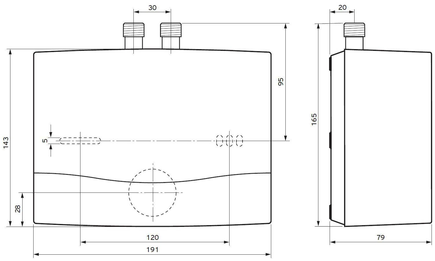 Vaillant Klein-Durchlauferhitzer VED H 3-3 N, IP25, energiesparend, UV beständig