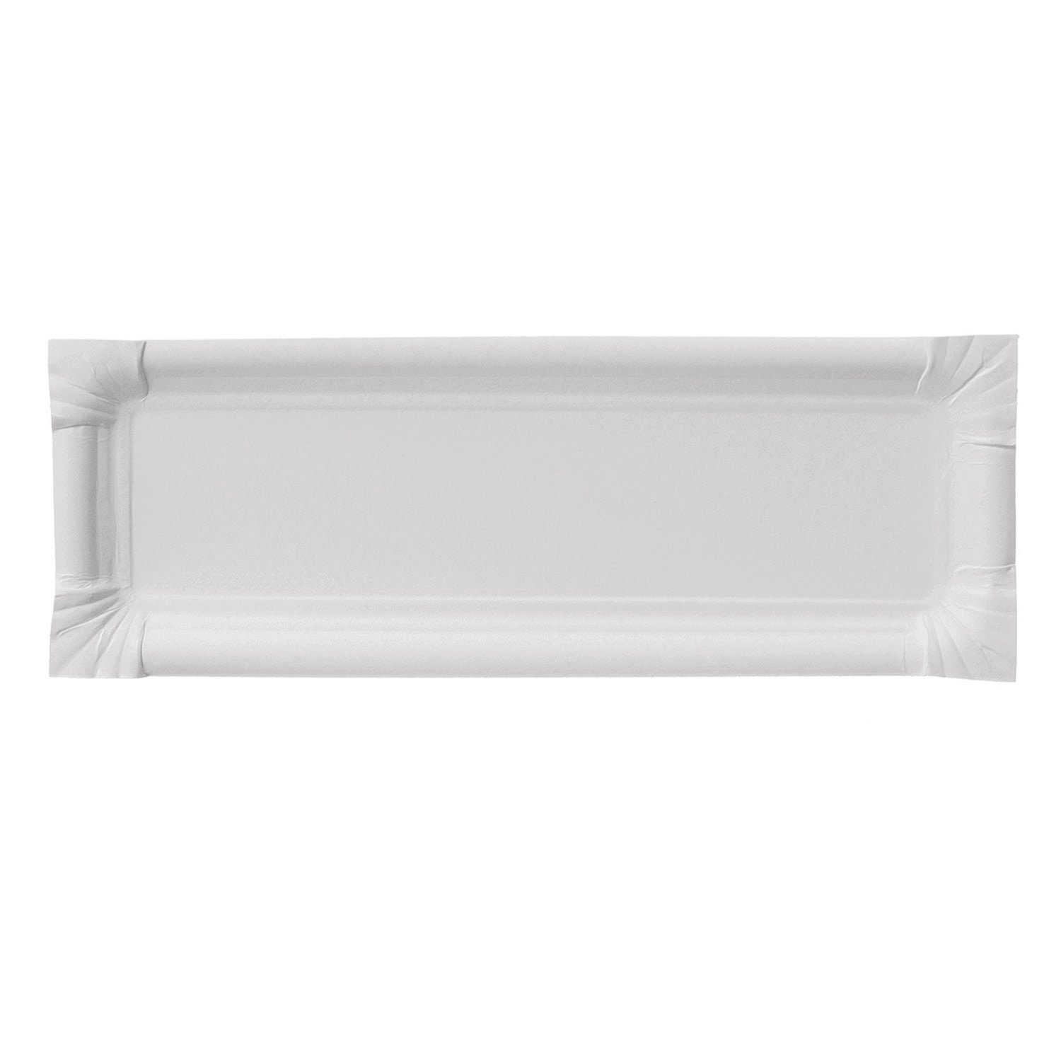 wisefood Einwegteller Papier Teller - rechteckig weiß 8 x 23 cm, (250 St)