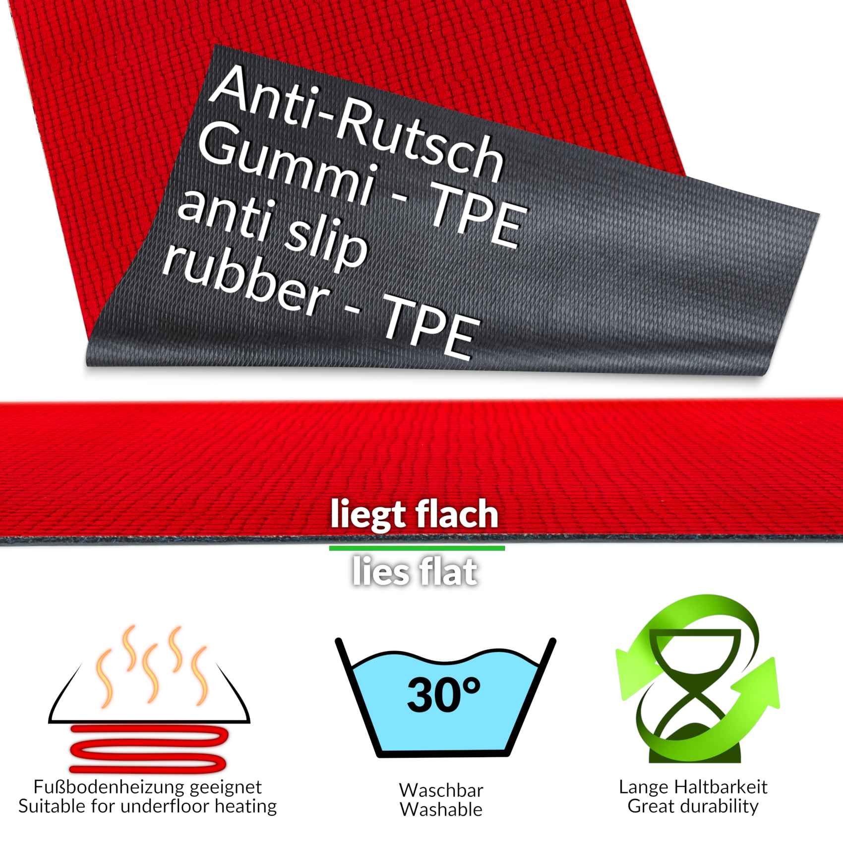 ANRO Küchenläufer Flurläufer WILSON Premium Teppichläufer Textil, Eckig, Höhe: 3 mm, Velour