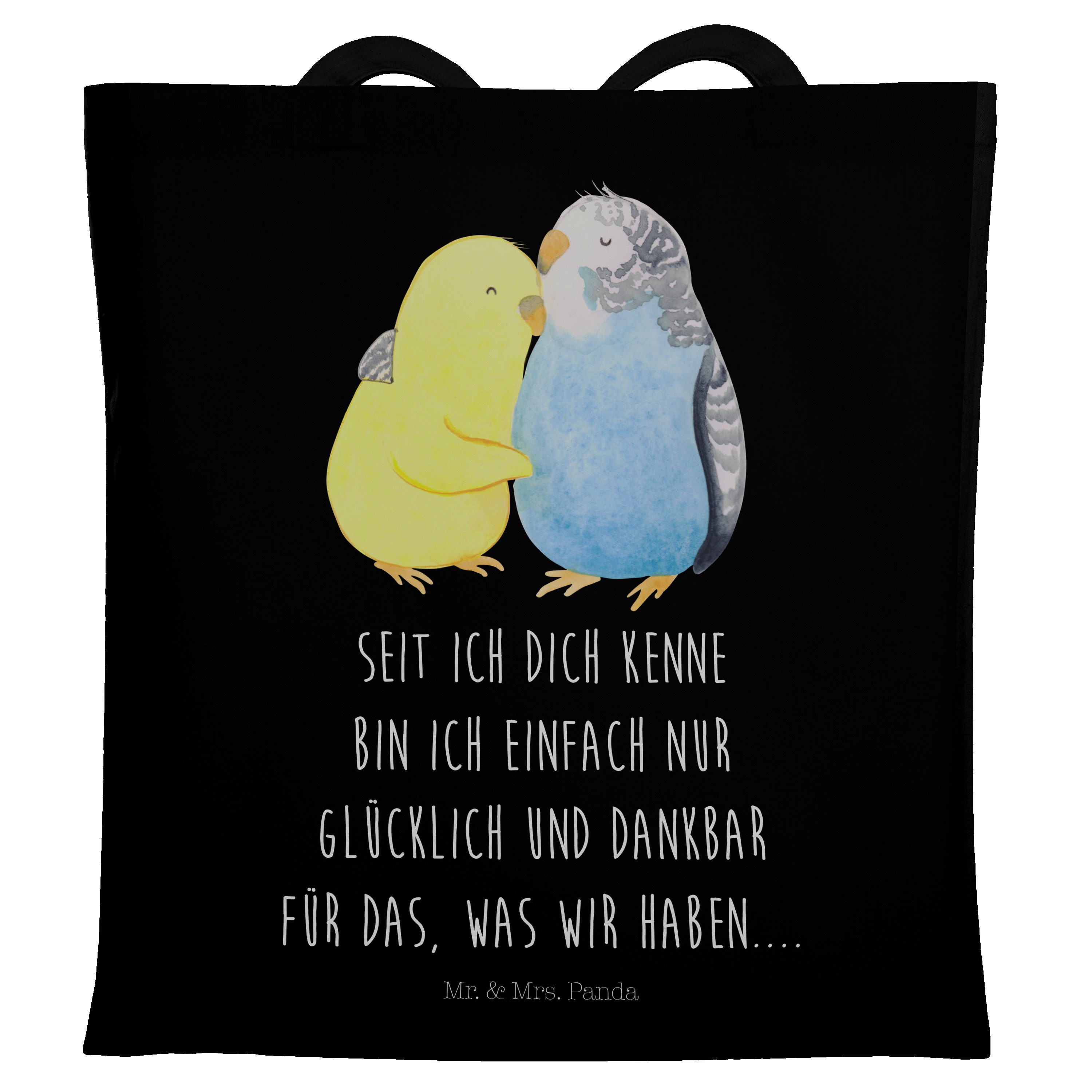 Tragetasche Geschenk, Panda Liebe Jutebeutel - Wellensittich Umarmen, Beutel, & Mrs. Schwarz Mr. (1-tlg) -