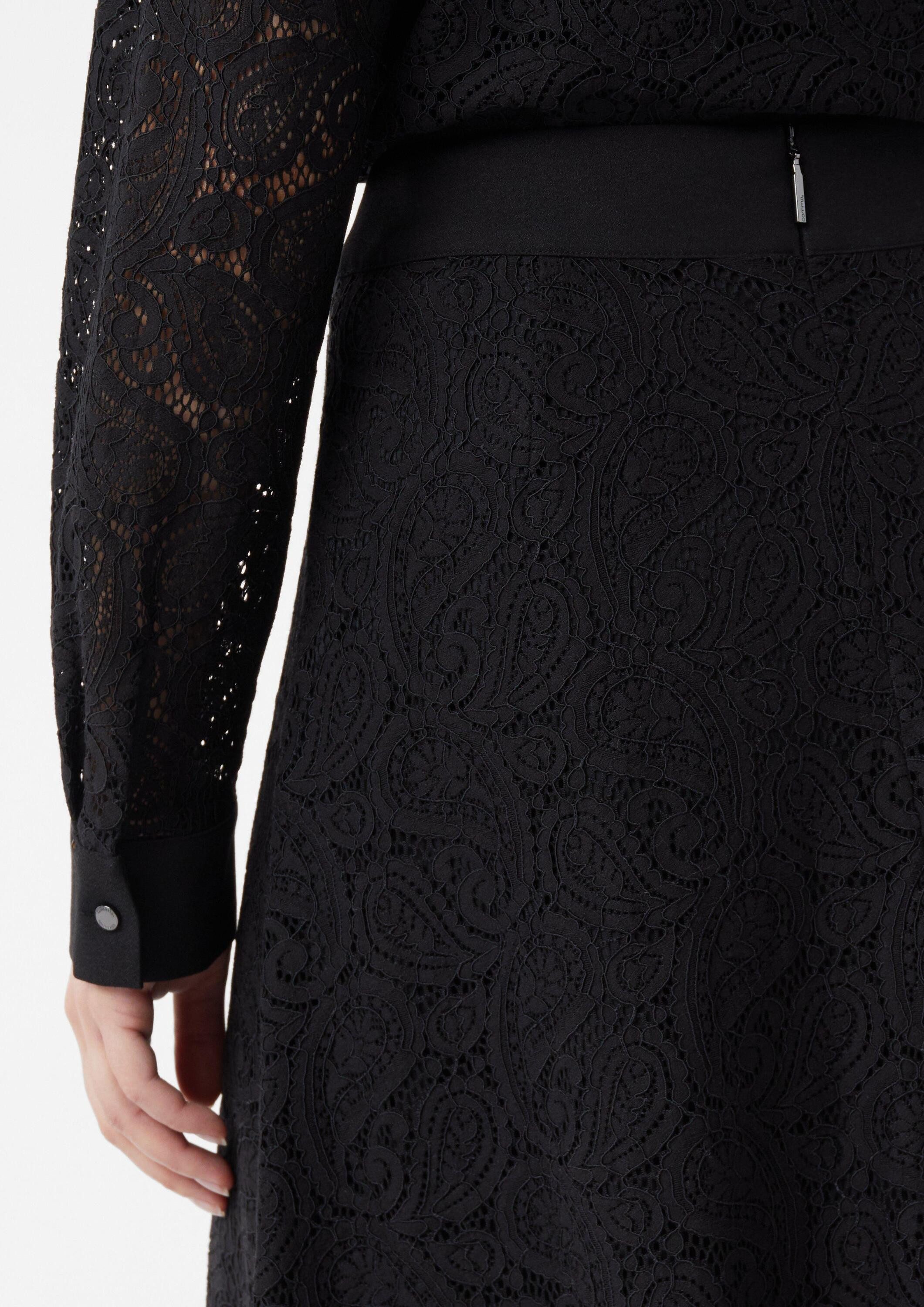 comma Maxirock Rock Langer Spitzenrock mit leichtem Futter