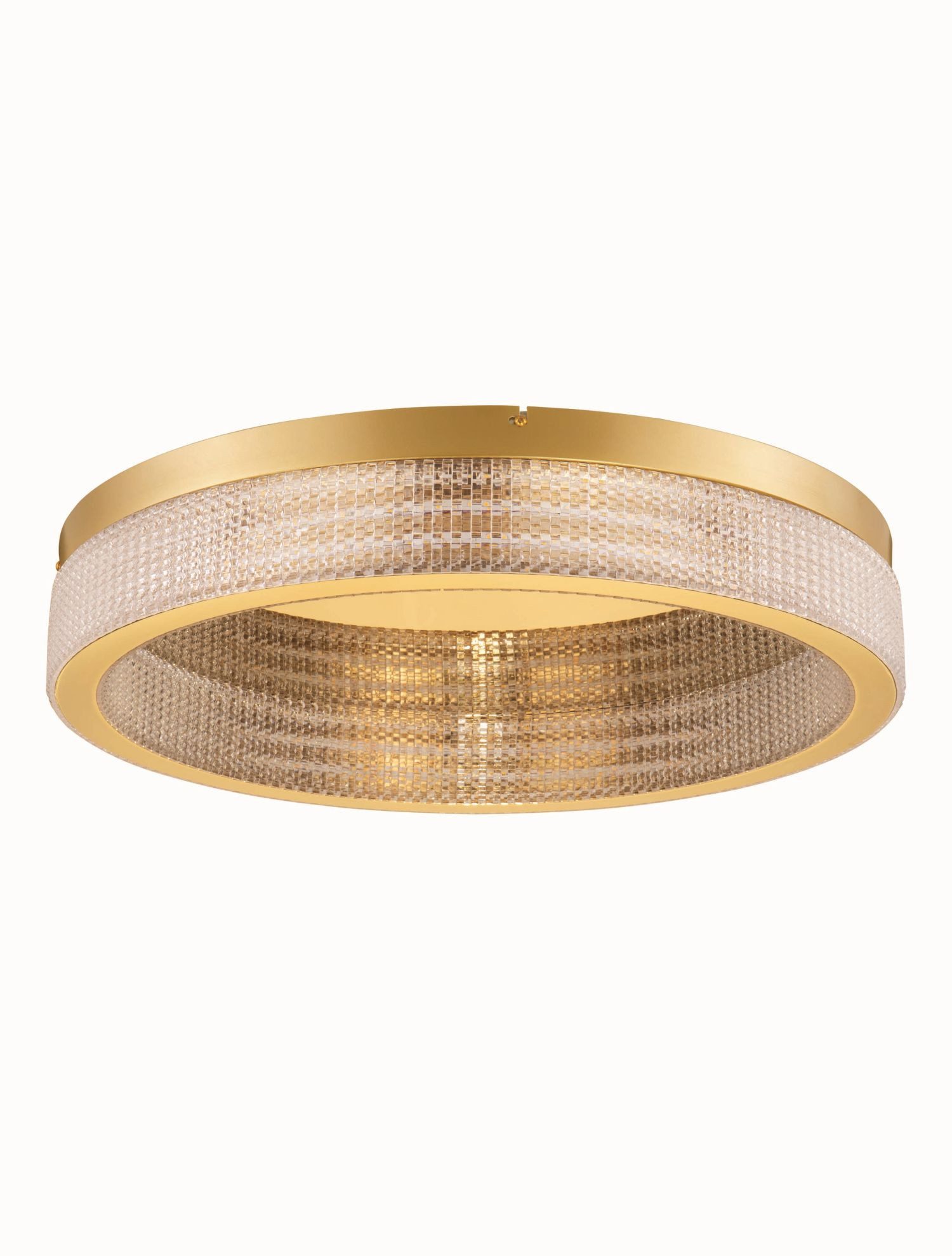 Licht-Erlebnisse Deckenleuchte KELLER, LED fest integriert, Warmweiß, LED Deckenlampe dimmbar Ø 60 cm in Gold warmweiß 3000 K 3666 lm