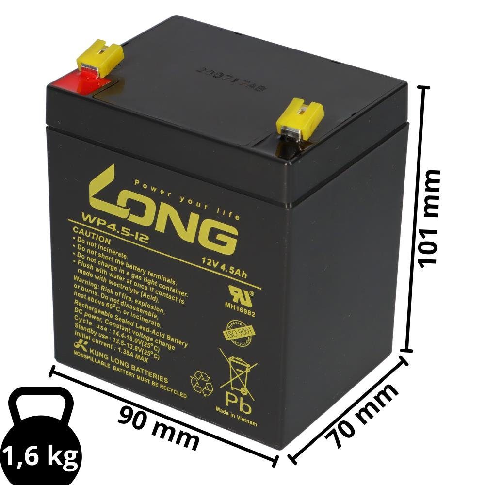 Kung Long 12V Bleiakku HZS12-5 kompatibel 4,5Ah resistent Bleiakkus