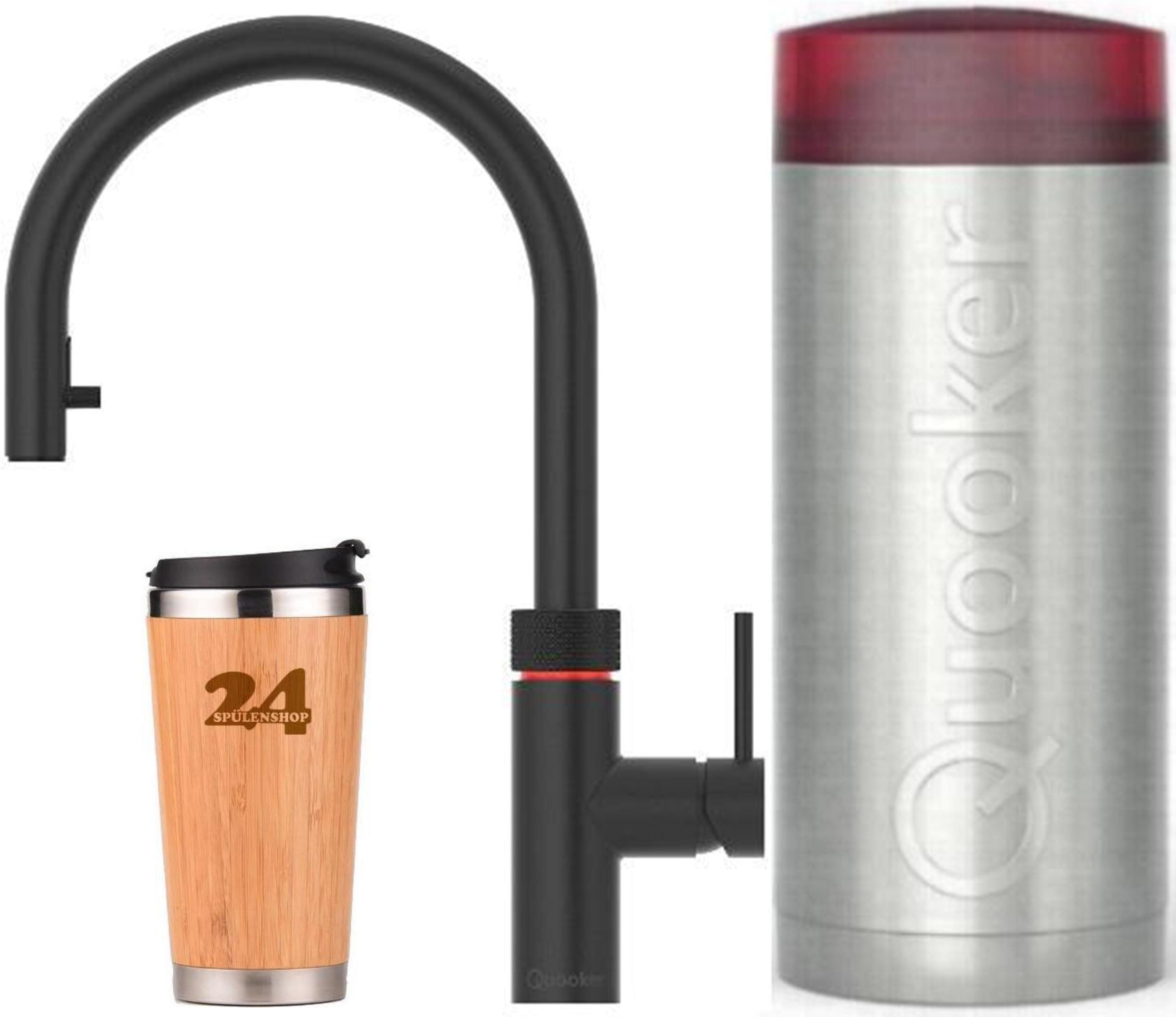 QUOOKER Küchenarmatur QUOOKER FLEX COMBI B Zugauslauf Schwarz & 100°C Armatur (22XBLK) (2-St) Spültischmischer mit 100°C Kochendwasserfunktion