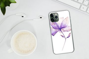 MuchoWow Handyhülle Blumen - Aquarell - Lila, Handyhülle Apple iPhone 11 Pro Max, Smartphone-Bumper, Print, Handy