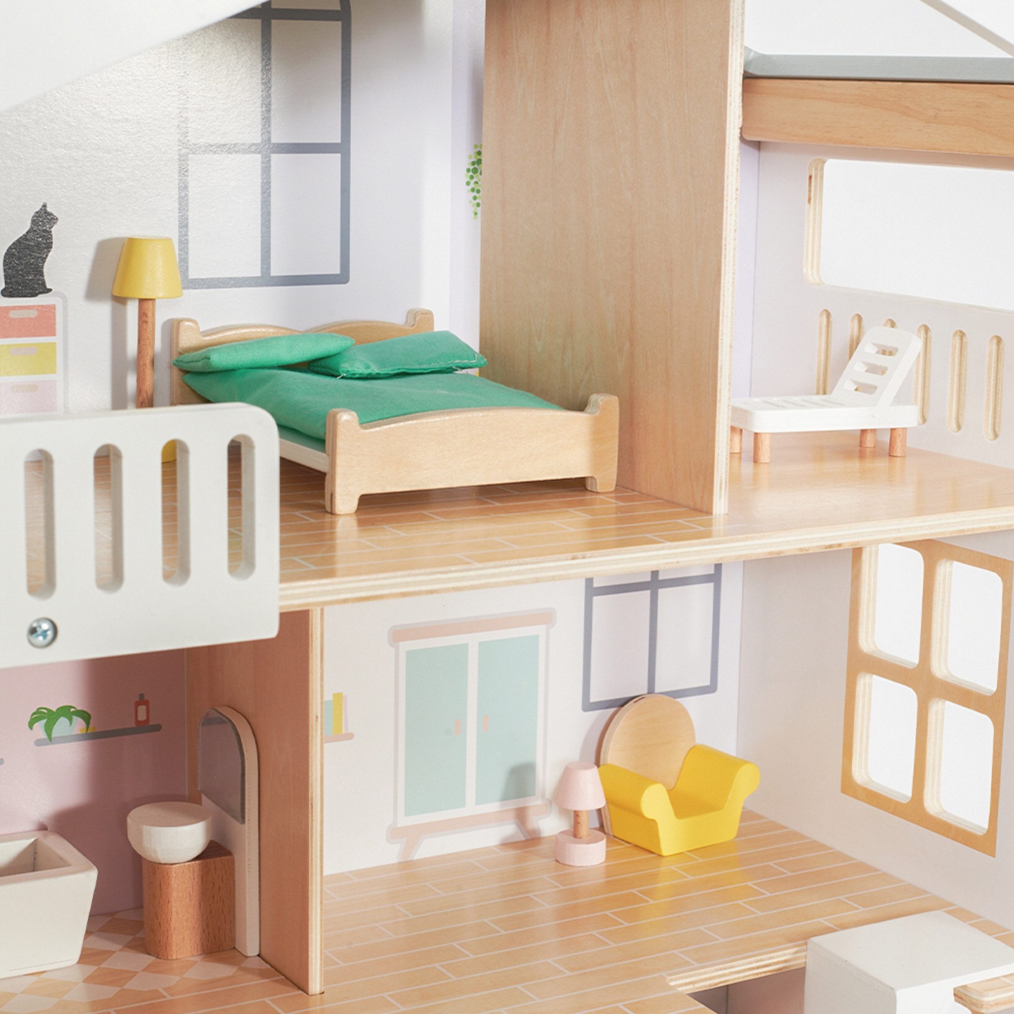 Classic World Puppenhaus Classic World - Puppenhaus Happy Villa - 56,9x33,3x70cm - ab 3 Jahre