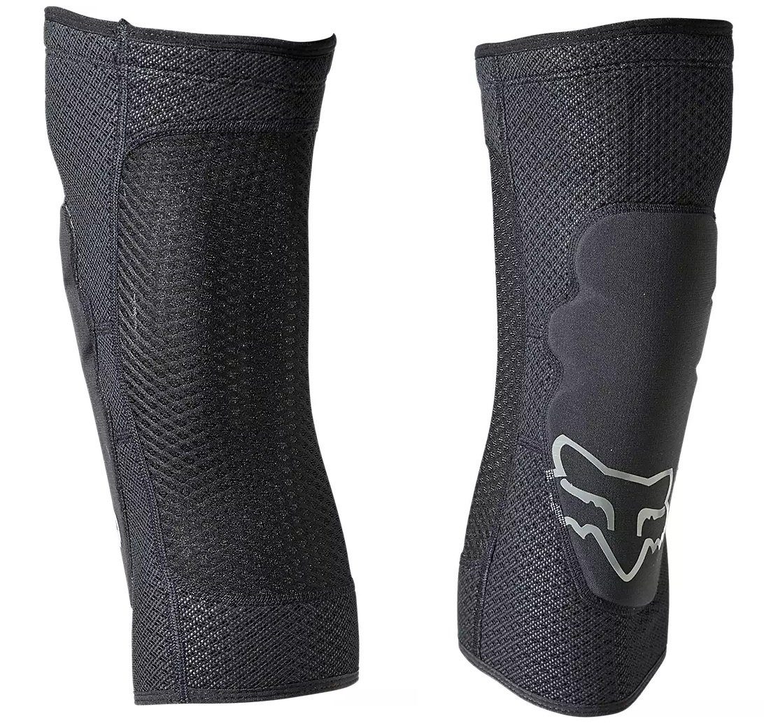 Fox Fox grau Knieschoner Enduro / Logo Knee Sleeve Racing Protektoren-Set XL schwarz