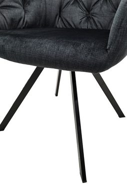 Qiyano Esszimmerstuhl Samt-Stuhl 2er Set Schwarz - Drehbar - Polsterung - Moderner Stil
