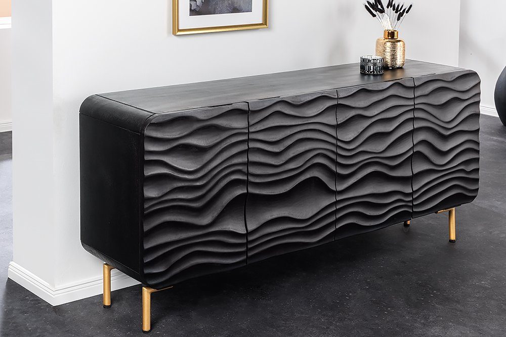 riess-ambiente Sideboard WAVE 160cm schwarz / günstig online kaufen