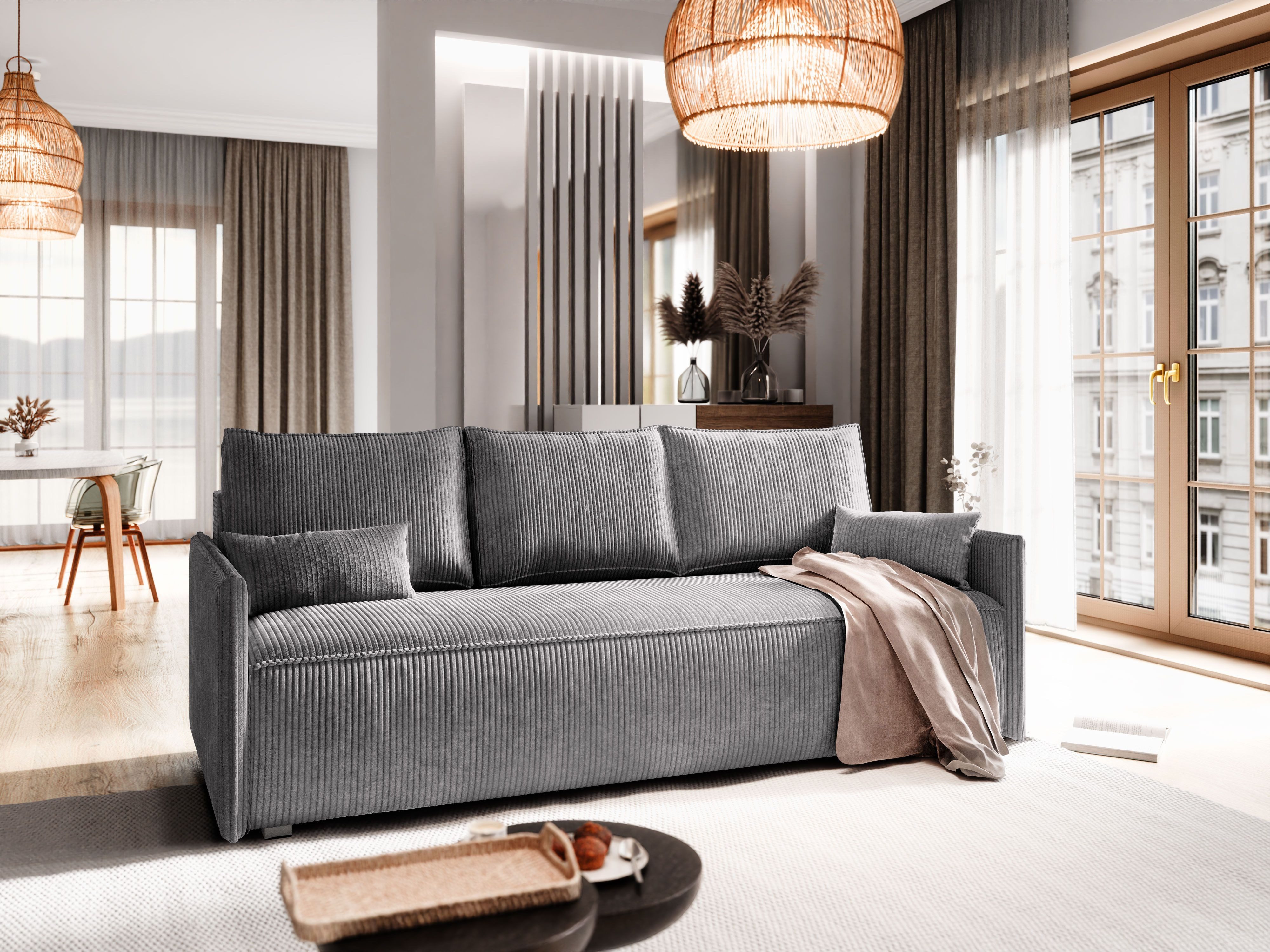 Masseno Sofa MESTOR mit Schlaffunktion, Schlafsofa, Couch mit Bettkasten