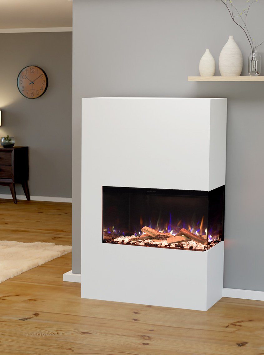 GLOW FIRE Elektrokamin LED E-Motion 3D - Portia, täuschend echte Flamme mit Heizung, 3 Dekorationen