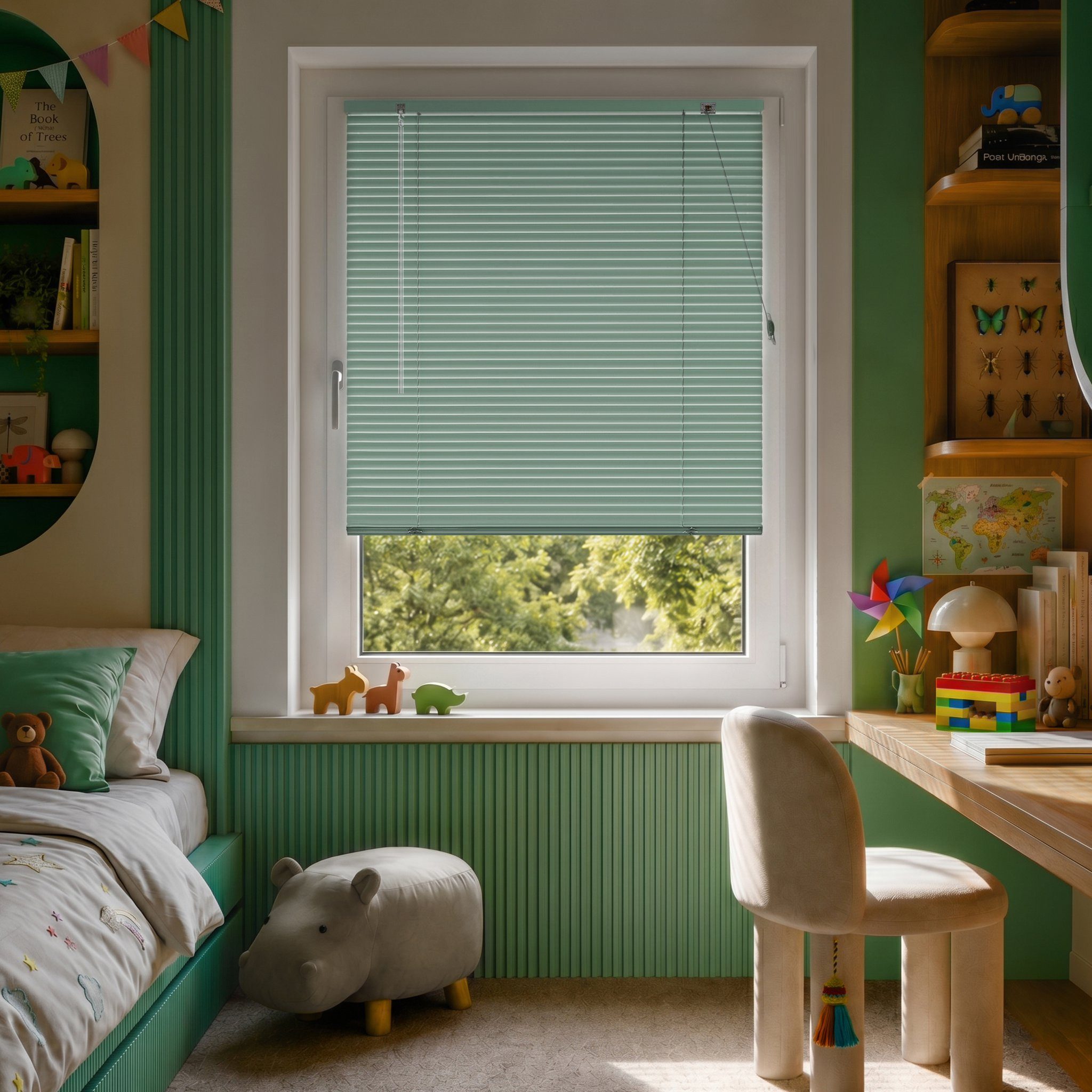 Victoria M. Jalousie Alu Jalousie 25 mm 50 x 130 cm Mondschein Grün LightLess Prime, mit Bohren, ohne Bohren, geklemmt oder verschaubt, L Profil 25 mm Lamellen, – Bild 5 von 5