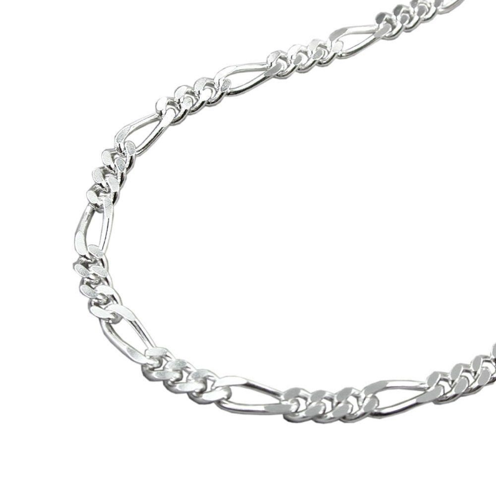 für Silberschmuck 2 925 Damen cm, 45 Halskette mm Figarokette Silber diamantiert Silberkette Herren unbespielt und