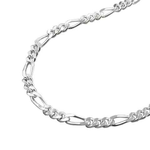 unbespielt Silberkette Halskette 2 mm Figarokette diamantiert 925 Silber 45 cm, Silberschmuck für Damen und Herren