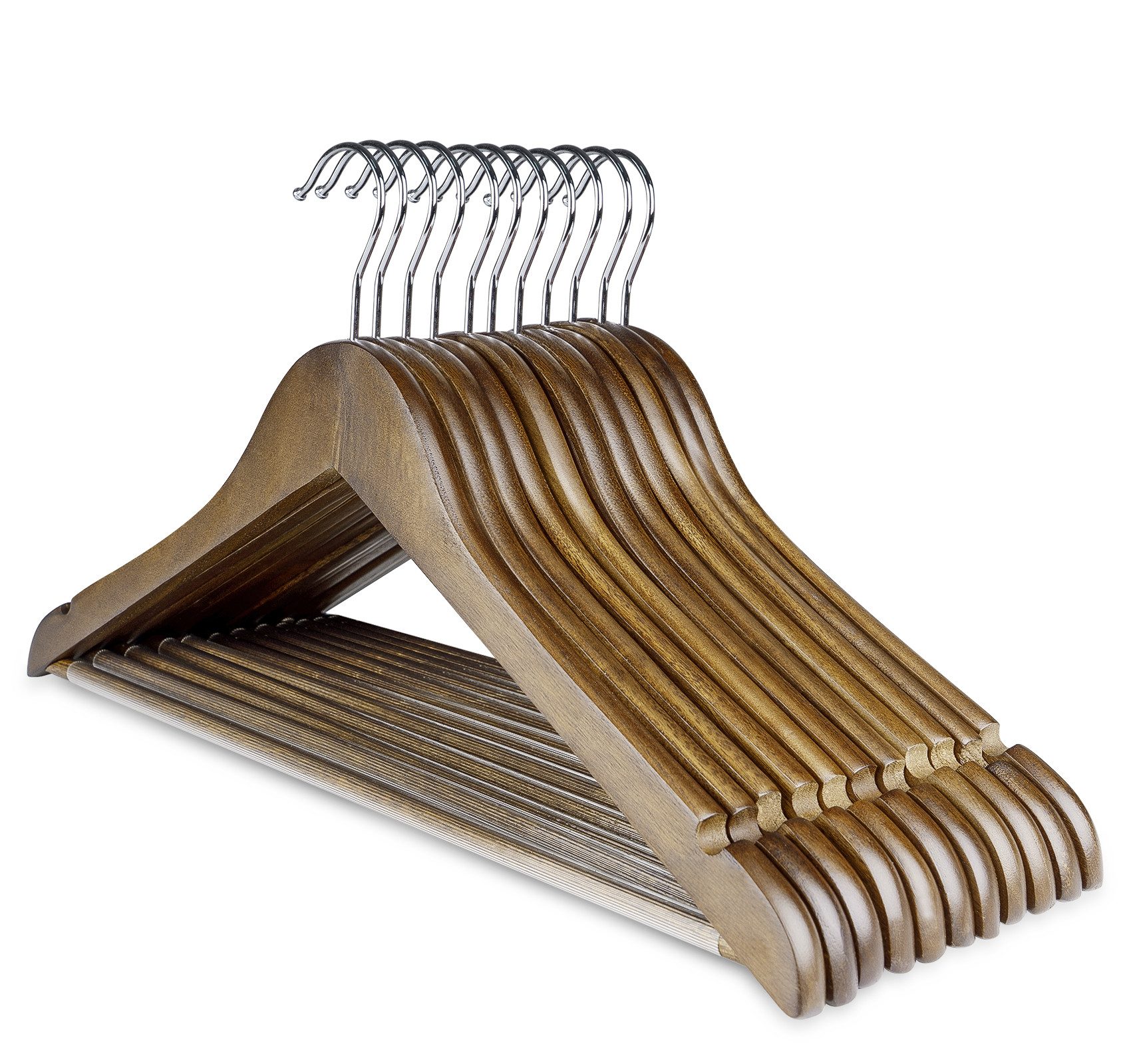 ElitVita Kleiderbügel Holzbügel, mit 360 ° Drehbarem Haken, Glatte Oberfläche, (32-tlg), für Erwachsene Kleidung Hosen Röcke Schals