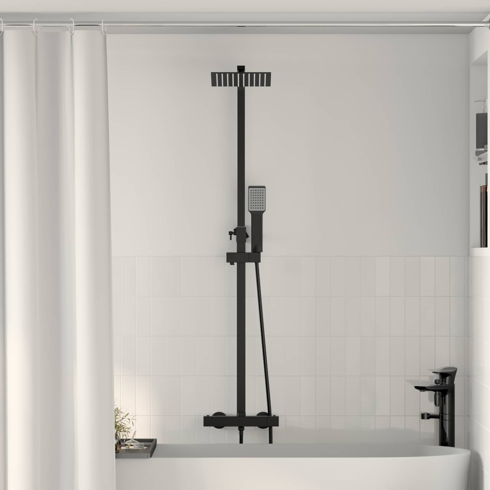 vidaXL Regenduschkopf Thermostatisches Duschset Messing und Edelstahl, (1-tlg)