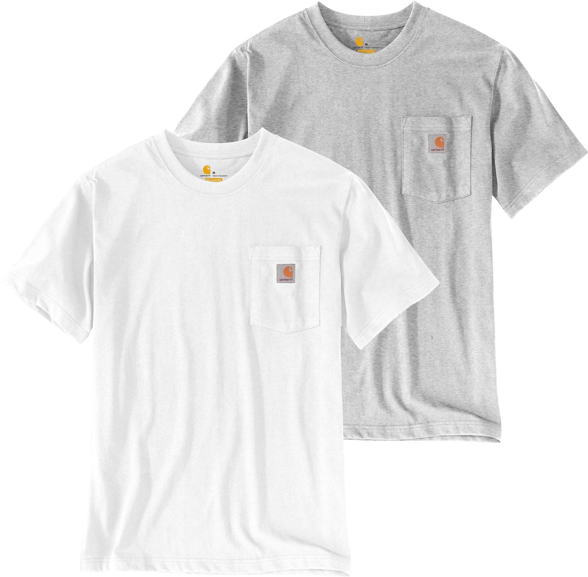 T-Shirt und (2-tlg., Set) hellgrau weiß 2er Carhartt