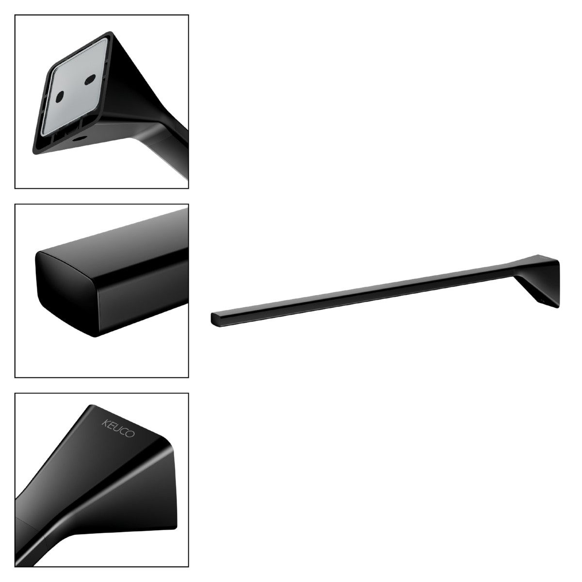 Keuco Handtuchstange ROSE, 45 cm, starr, Metall schwarz, Made in Germany, zum Kleben/Schrauben