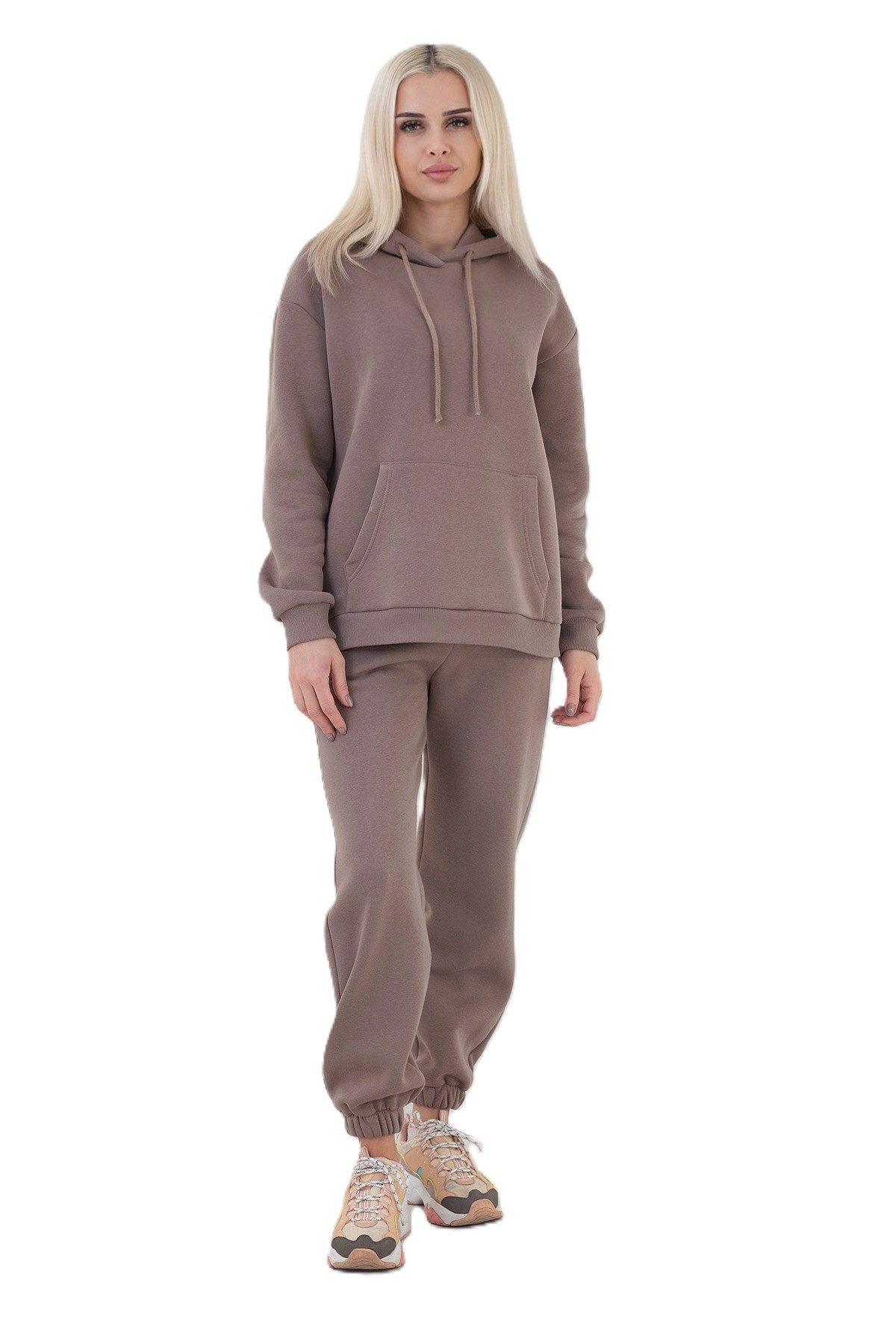 fashionshowcase Jogginganzug Damen Sportanzug 2-teilig mit Kapuzenhoodie & Hose 100% Baumwolle