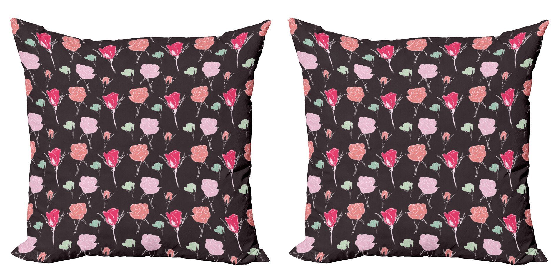 Kissenbezüge Modern Accent Doppelseitiger Digitaldruck, Abakuhaus (2 Stück), Blume Romantische Valentinstag Rose
