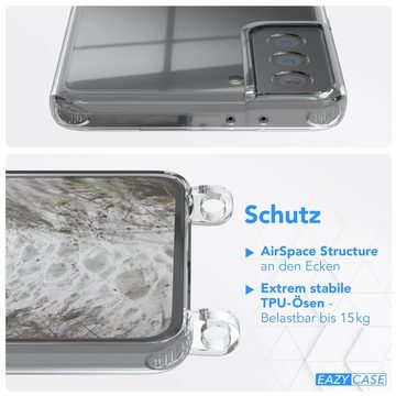 EAZY CASE Handykette Kette Clips Schwarz für Samsung Galaxy S21 Plus 5G 6,7 Zoll, Handykordel Umhängetasche für Handy Hülle durchsichtig Beige Taupe