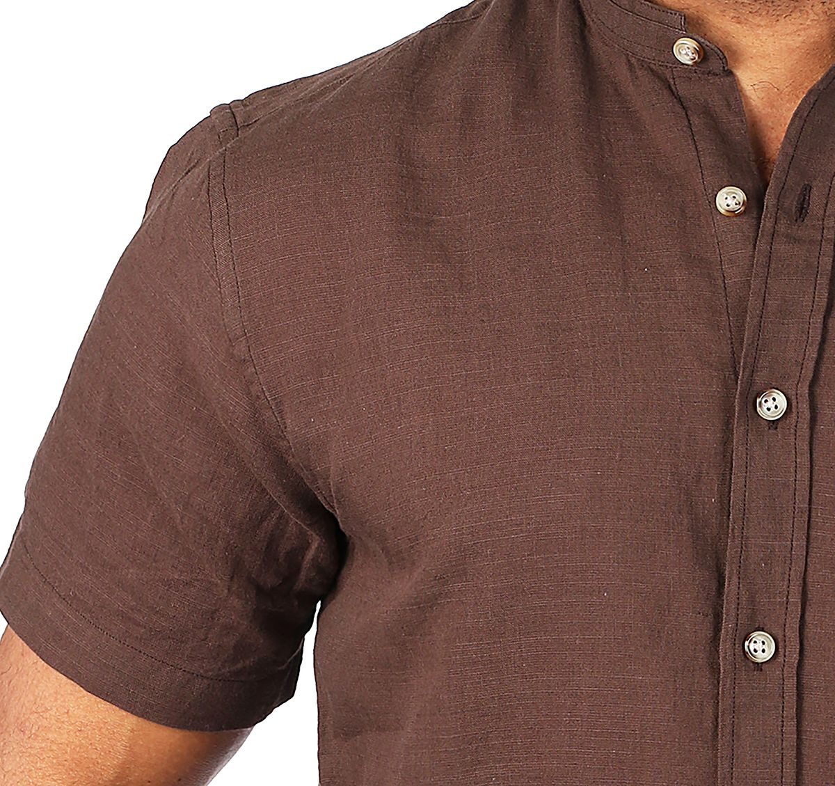 CARISMA Kurzarmhemd Herren Leinen Baumwoll Mix Casual Hemd 9337 Regular Kurzarm Stehkragenkragen Uni
