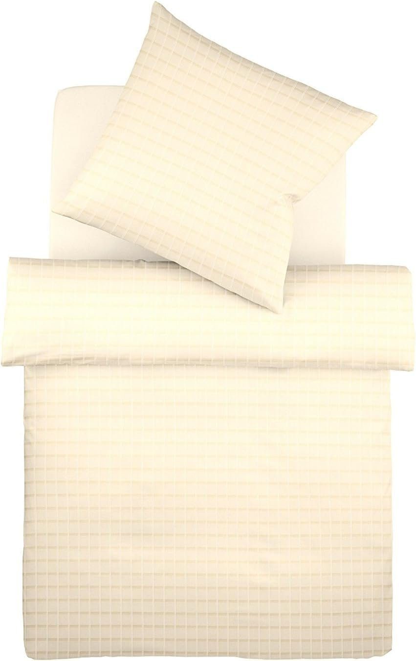 fleuresse Bettwäsche Fleuresse Mako-Batist Bettwäsche 200x220 Karo uni creme sekt 226-8109, Mako-Batist, 3 teilig