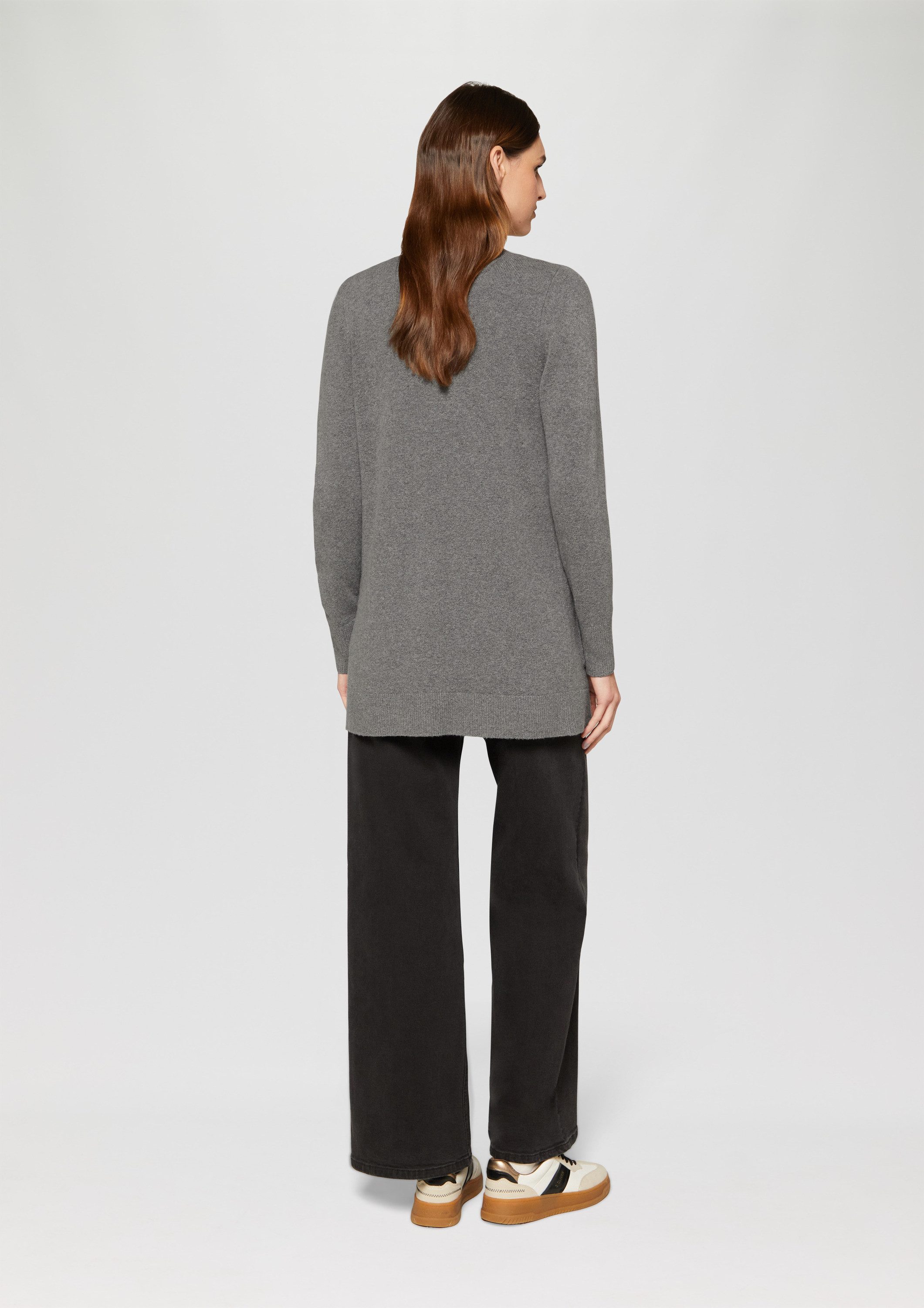 s.Oliver Cardigan Strickjacke Lange Strickjacke mit Rippbündchen