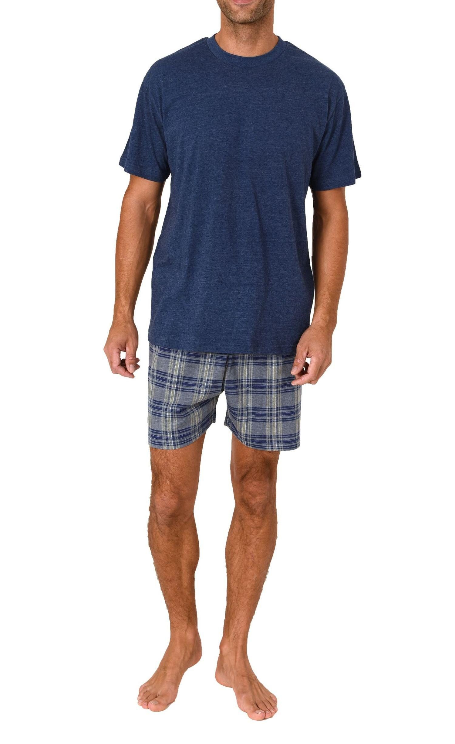 Normann Pyjama Normann Herren kurzarm Schlafanzug Shorty Pyjama Hose in Karo Optik – Bild 4 von 5