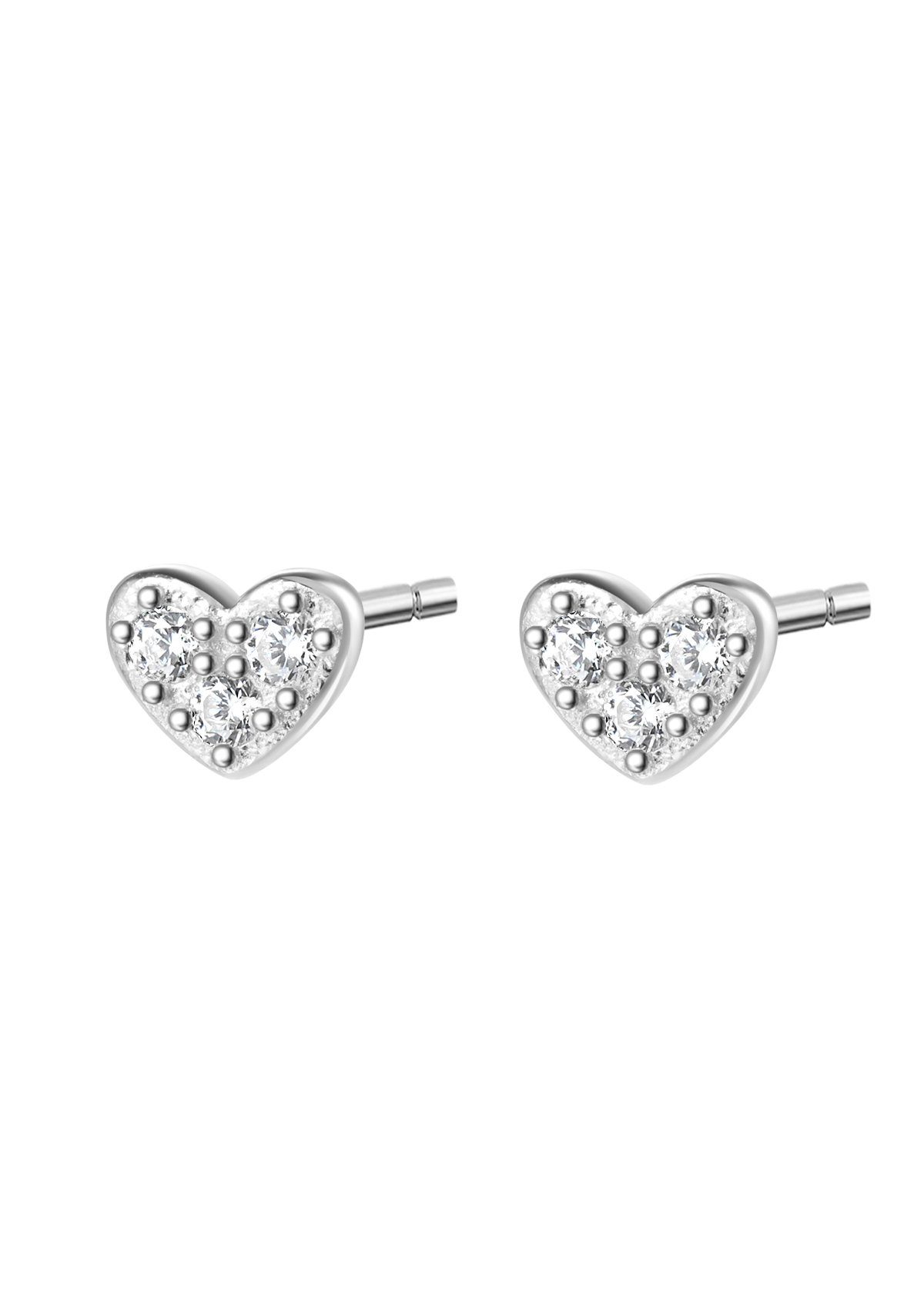 Paar Ohrstecker Herz Zirkonia klein, Silber Herzohrringe Liebe