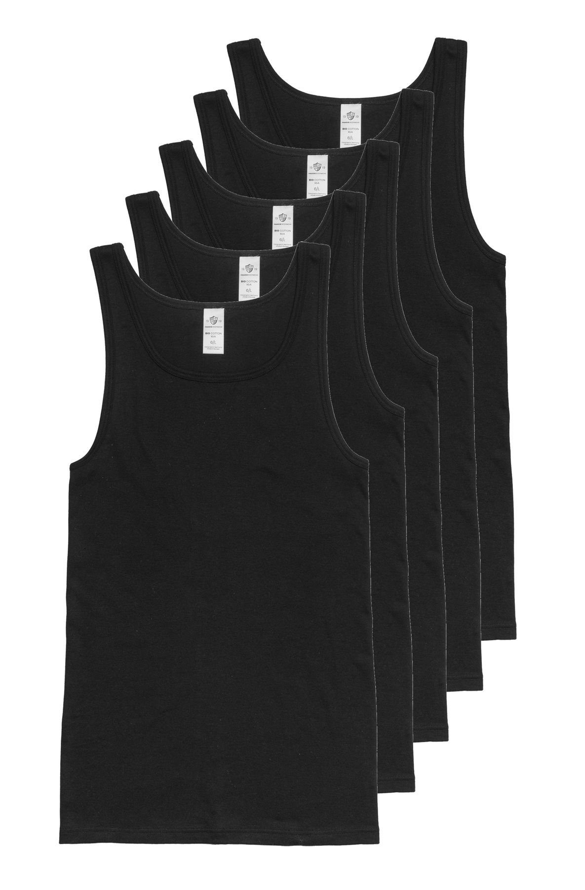 Pack) pflegeleicht, Passform, 5-St., strapazierfähig HAASIS 5er (Packung, Unterhemd Optimale hautsympatisch, 77502011-schwarz Herren Bodywear 1919 Achselhemd
