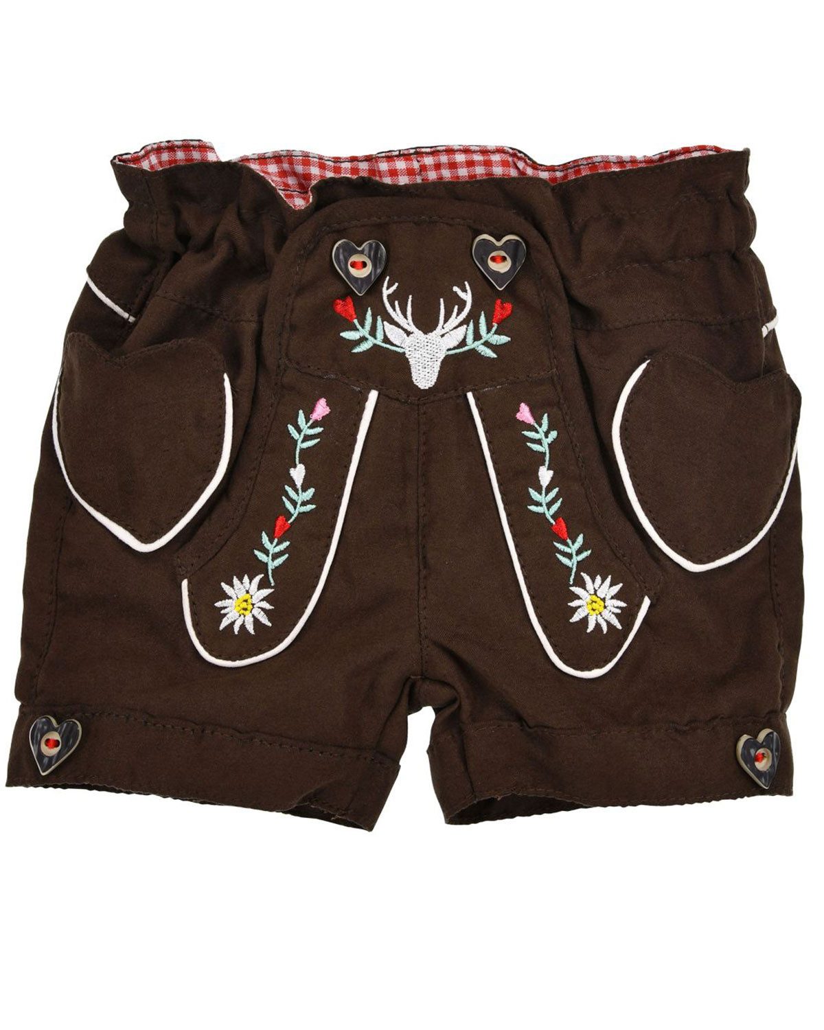 BONDI Trachtenlederhose Mädchen Kunstleder Shorts Hose 'Hirsch' 86855, Br