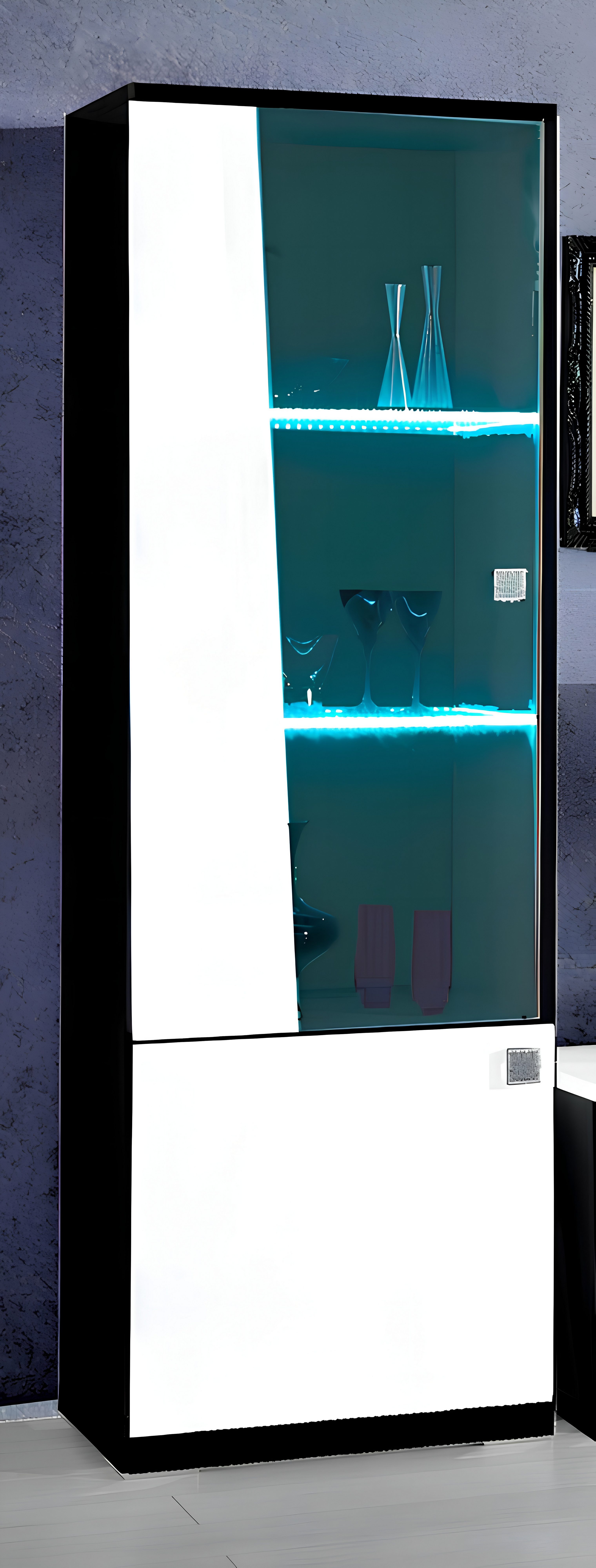 Xlmoebel Glasvitrine Glasvitirne Vitrine Beleuchtung Glas Einlegenboden Modern (1-St., Vitrine) Hergestellt in Europa